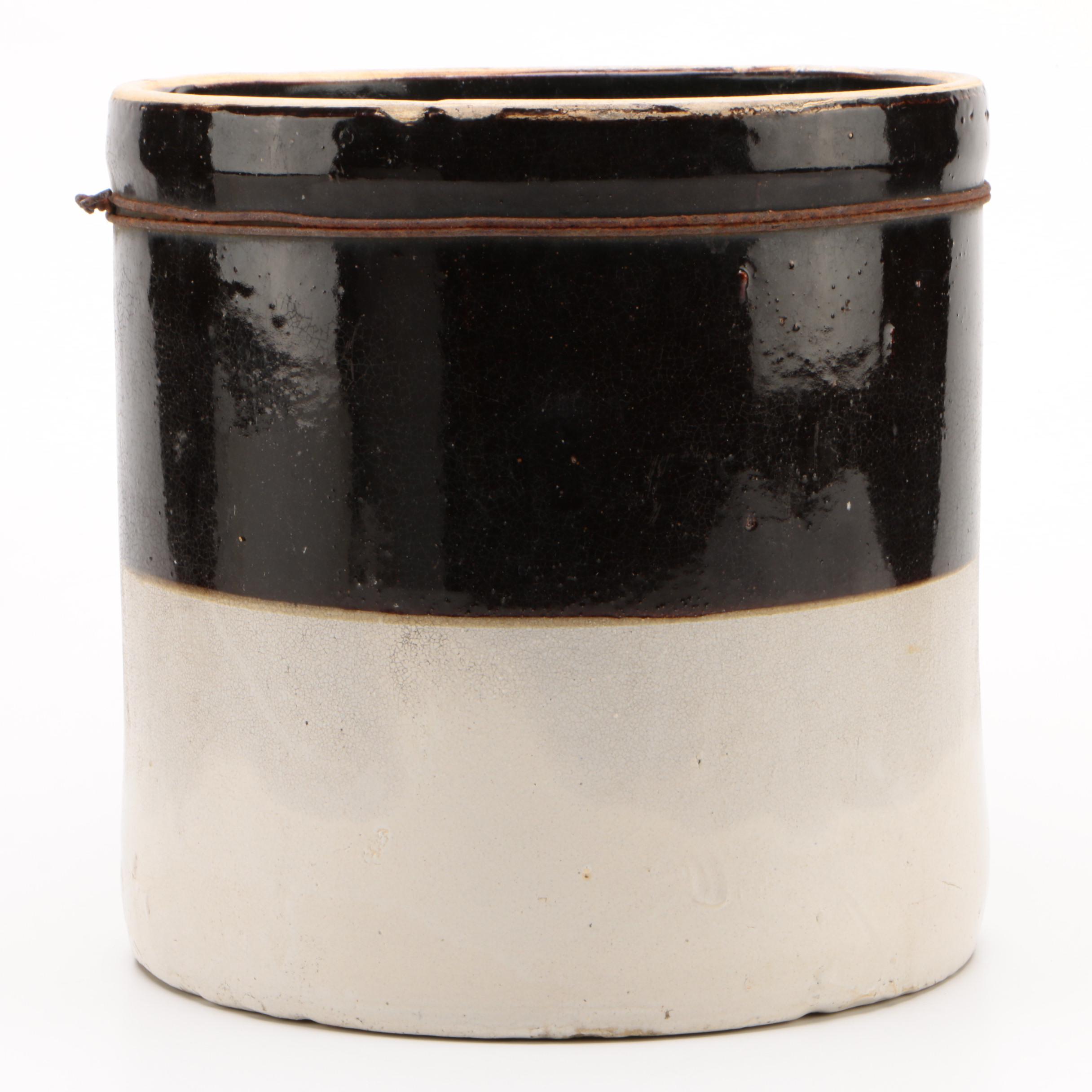 5 Gallon Blue Star Stoneware Sauerkraut Crock, EarlyMid 20th Century