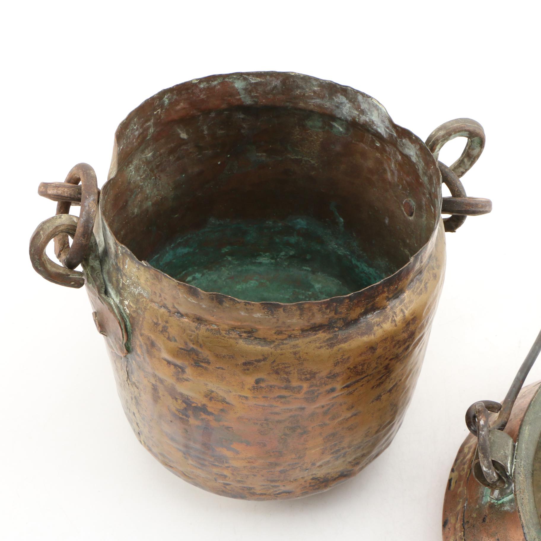 Antique Hammered Copper Fireplace Kettle Cookware EBTH