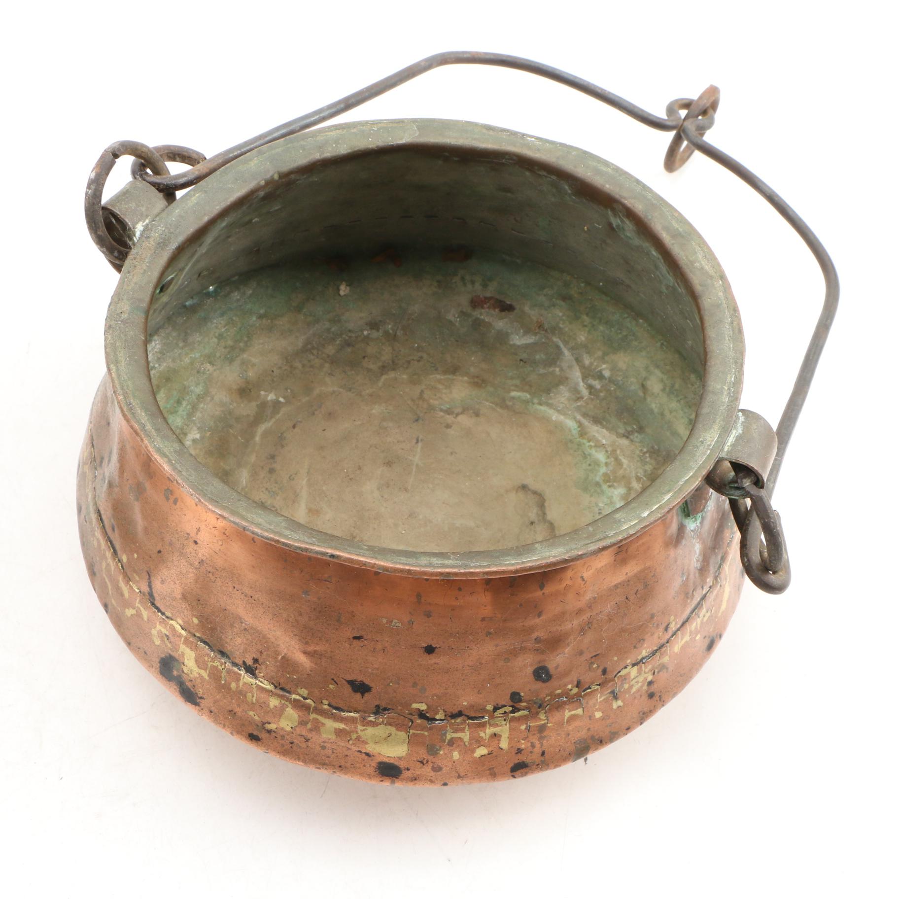 Antique Hammered Copper Fireplace Kettle Cookware EBTH