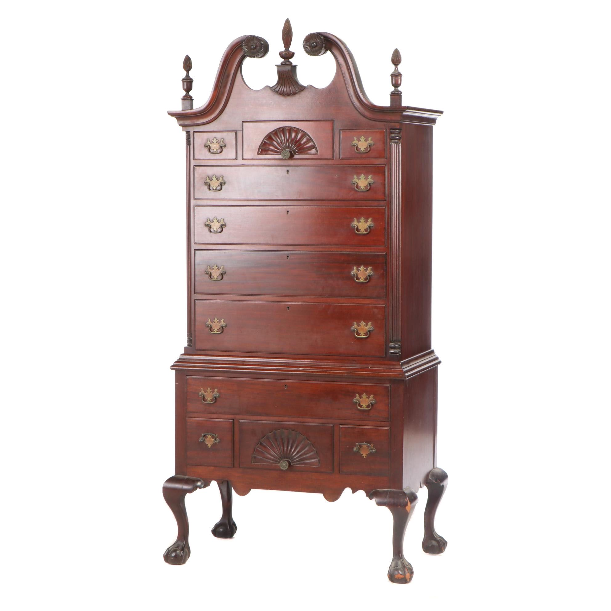 Chippendale Style Charak Mahogany Highboy Chest Of Drawers Early