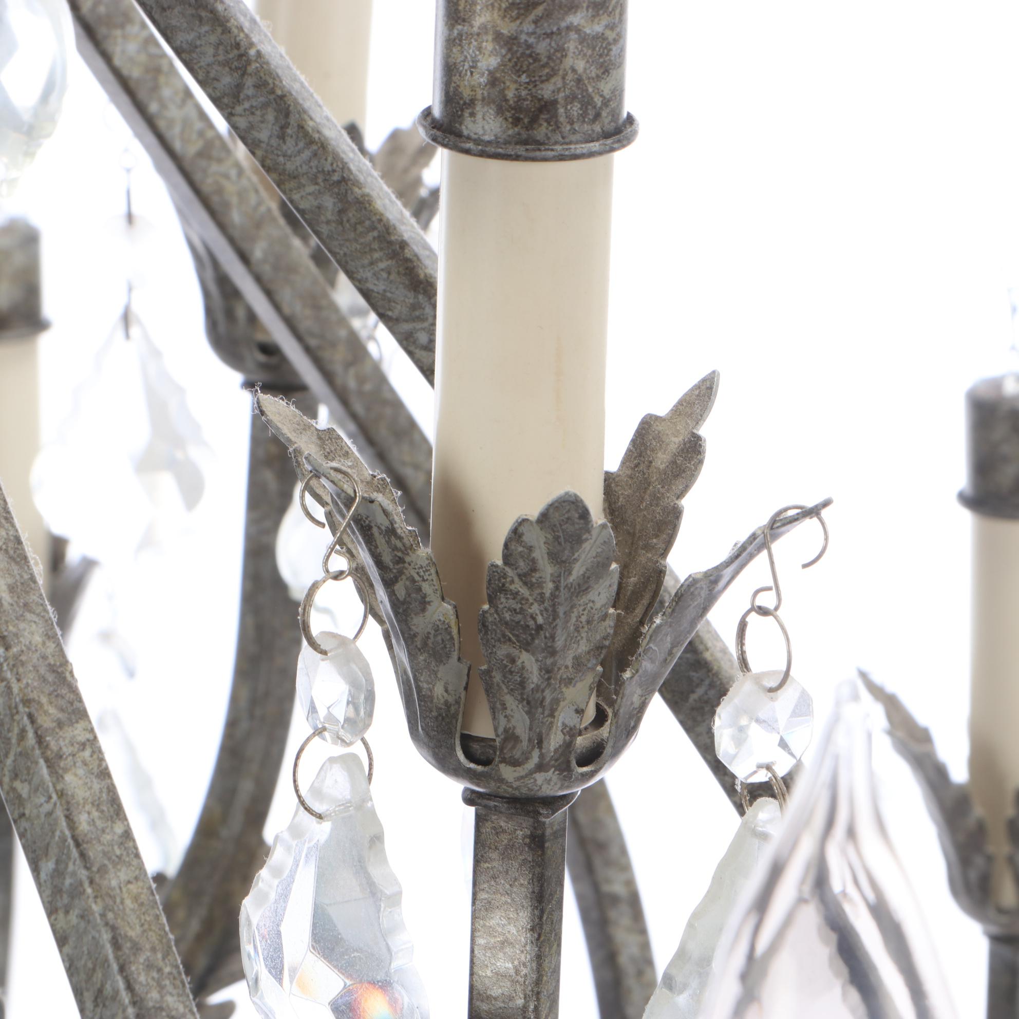 Scrolled Arm Mottled Finish Iron Chandelier with Ornate ...