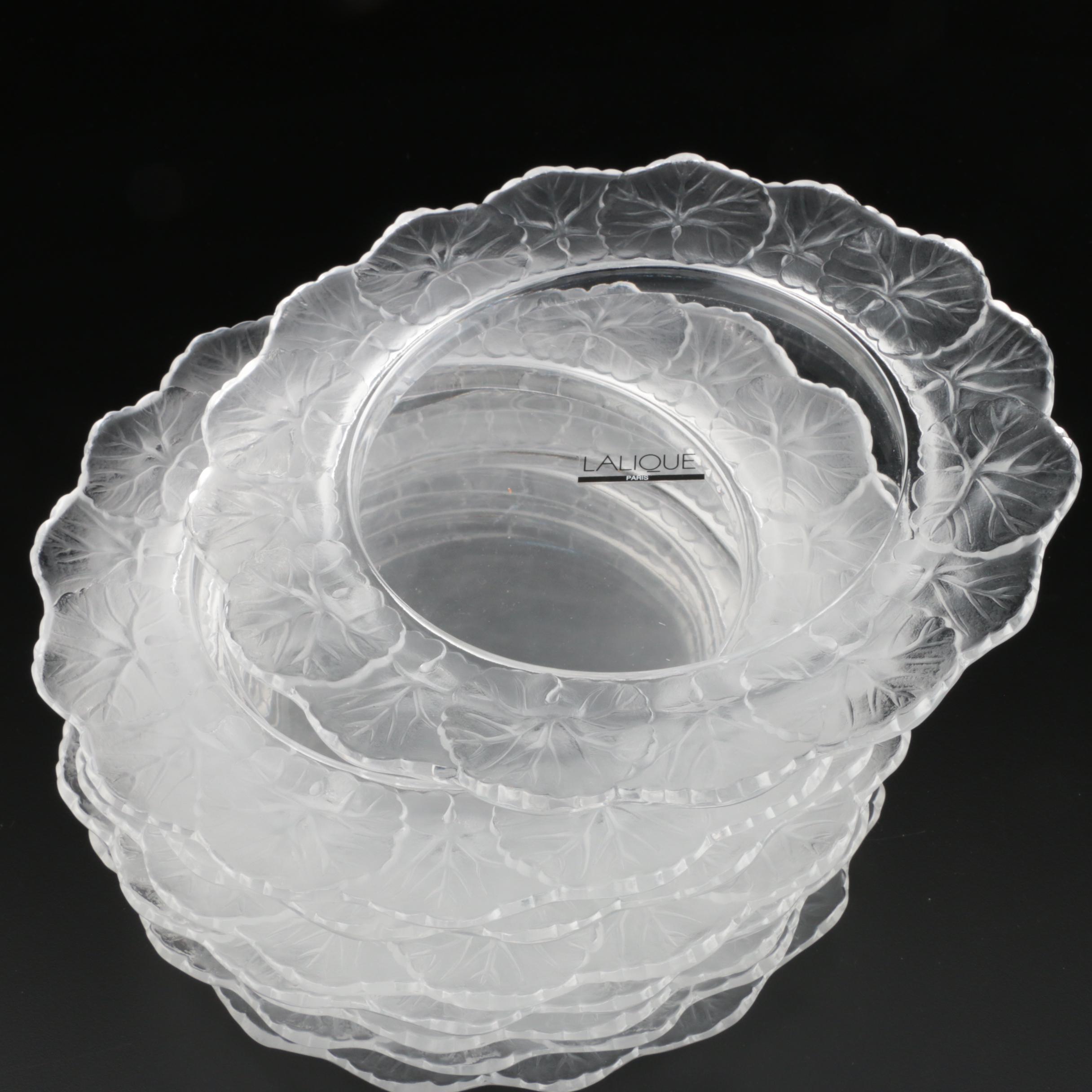 Lalique "Honfleur" Glass Salad Plates, Mid to Late 20th Century EBTH