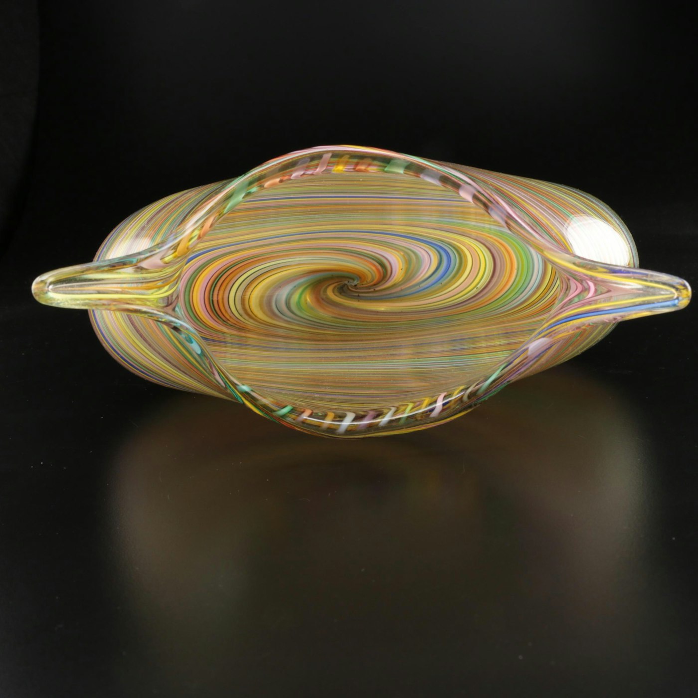 David Patchen Multicolored Foglio Handblown Art Glass Vase Ebth