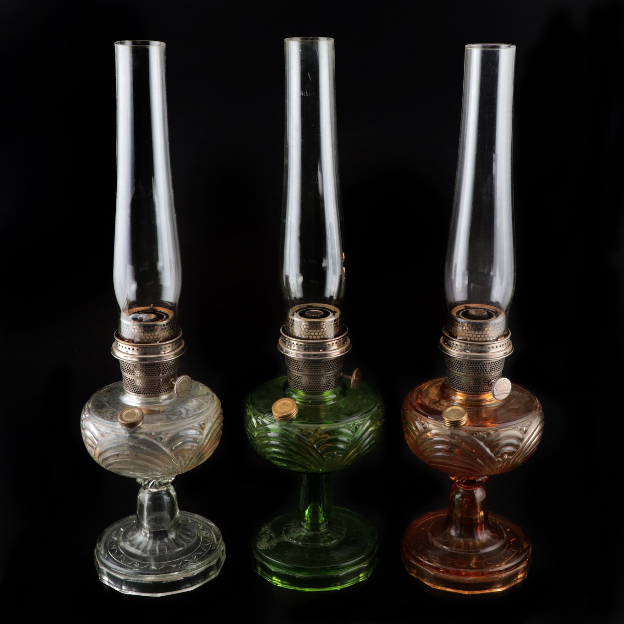 Aladdin Nu Type Model B Washington Drape Glass Kerosene Lamps Ebth
