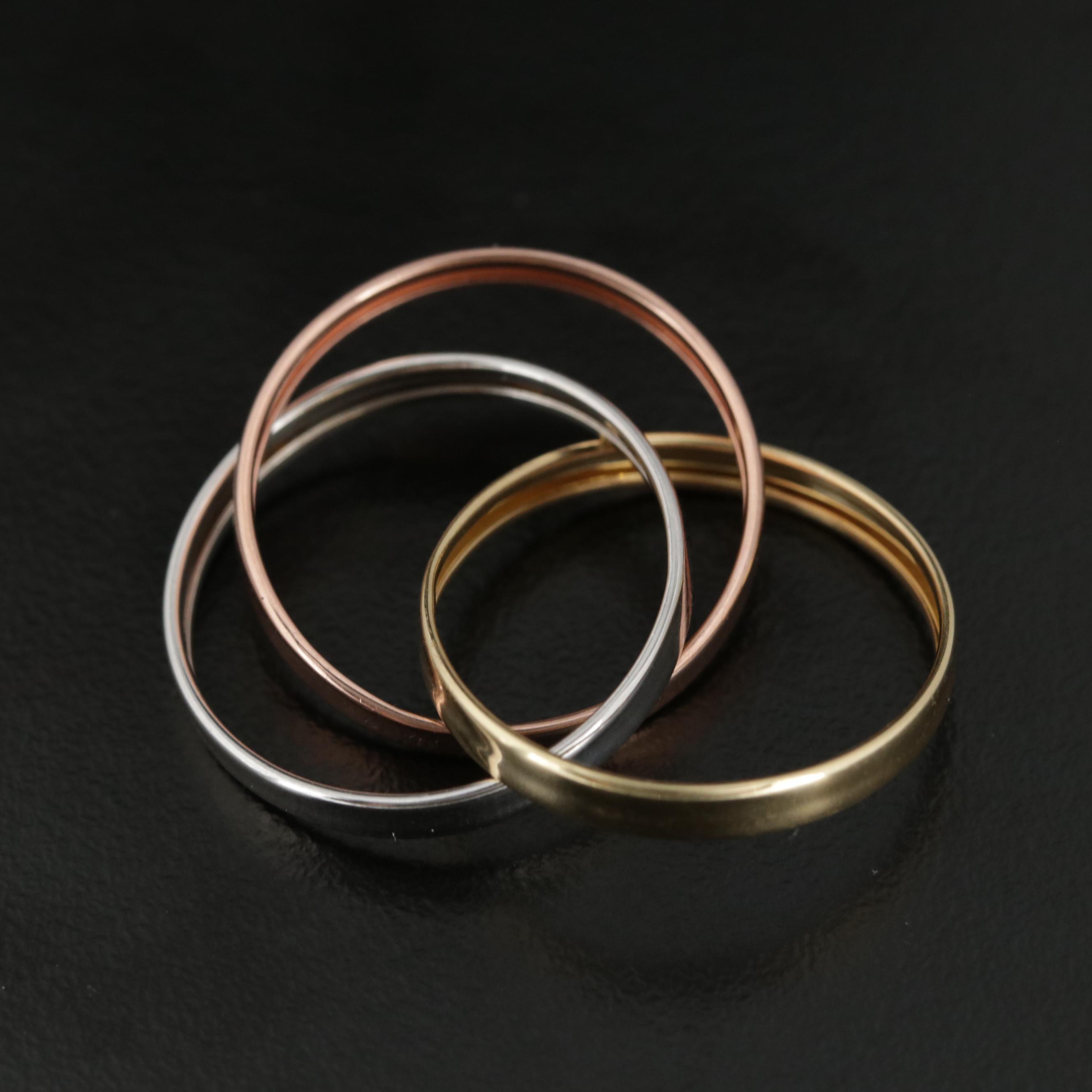 14K Gold Tri Color Rolling Ring EBTH