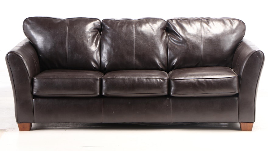 oxford rustic dark brown faux leather sofa