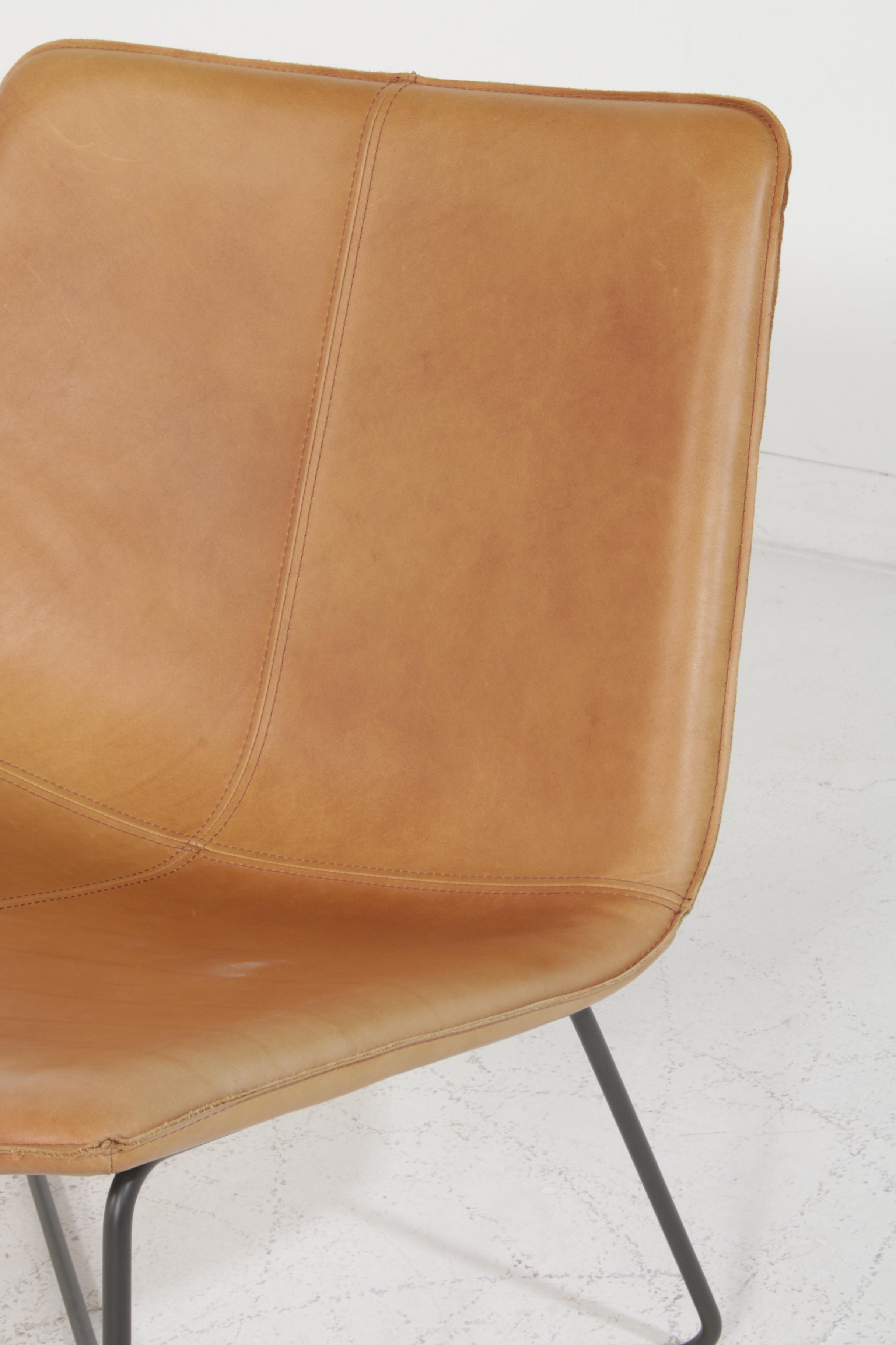 West Elm "Slope" Leather Lounge Chair in "Saddle" EBTH