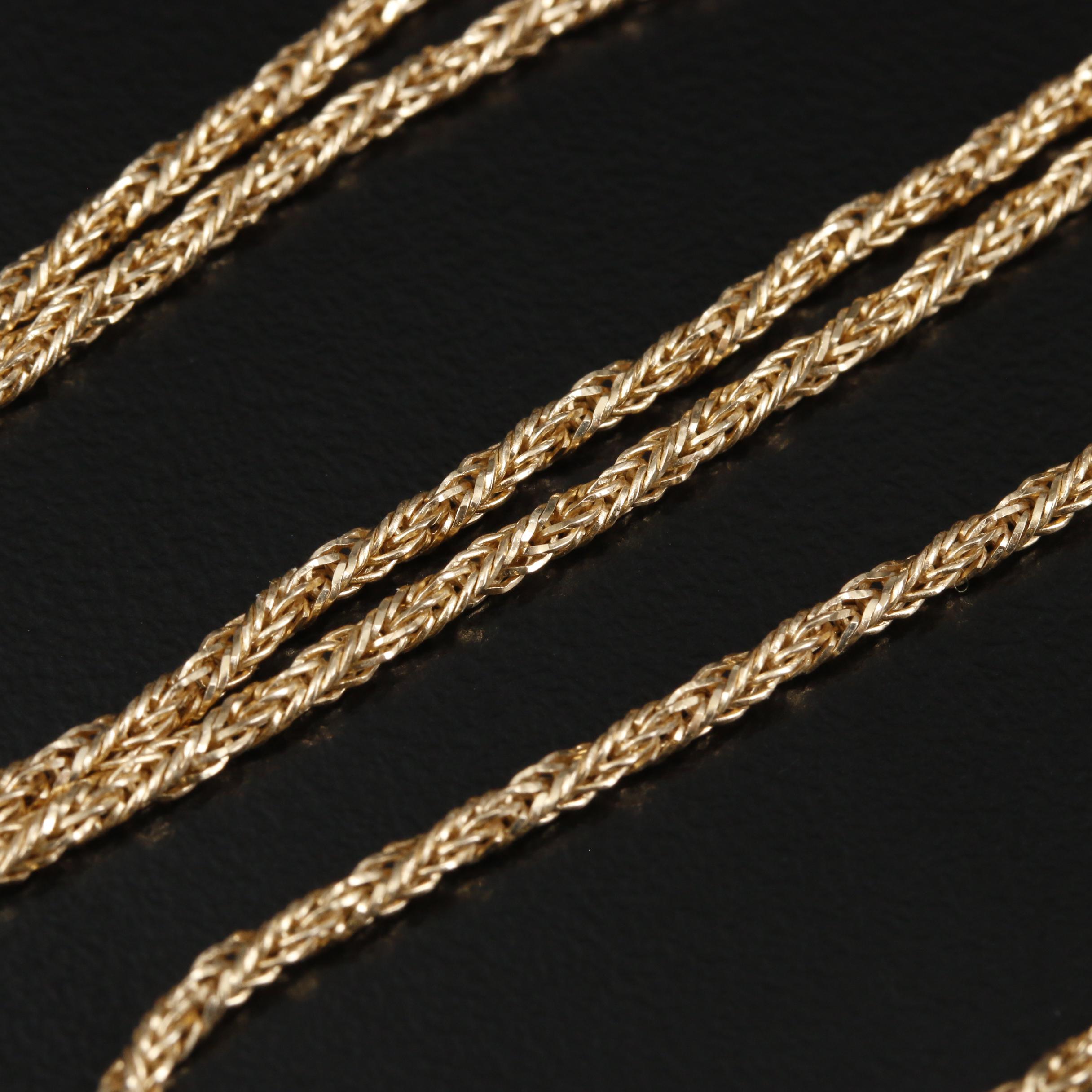 14K Yellow Gold Twisted Wheat Chain Necklace EBTH