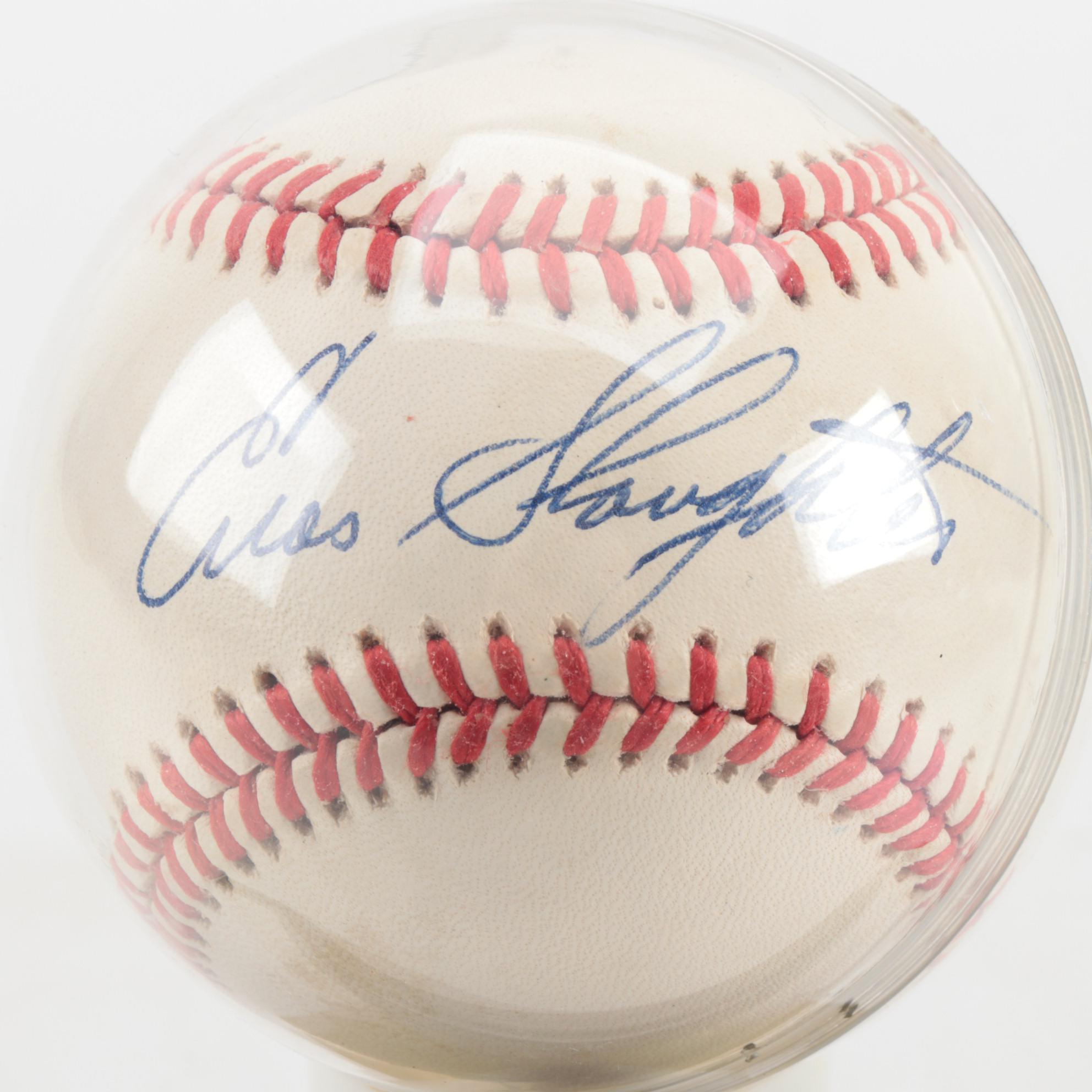 Enos Slaughter and Ryne Duren Signed Baseballs with a Signed Enos Card