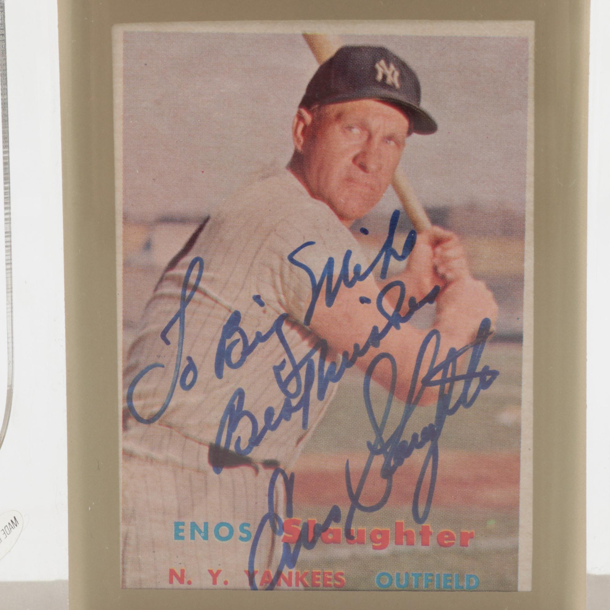 Enos Slaughter and Ryne Duren Signed Baseballs with a Signed Enos Card