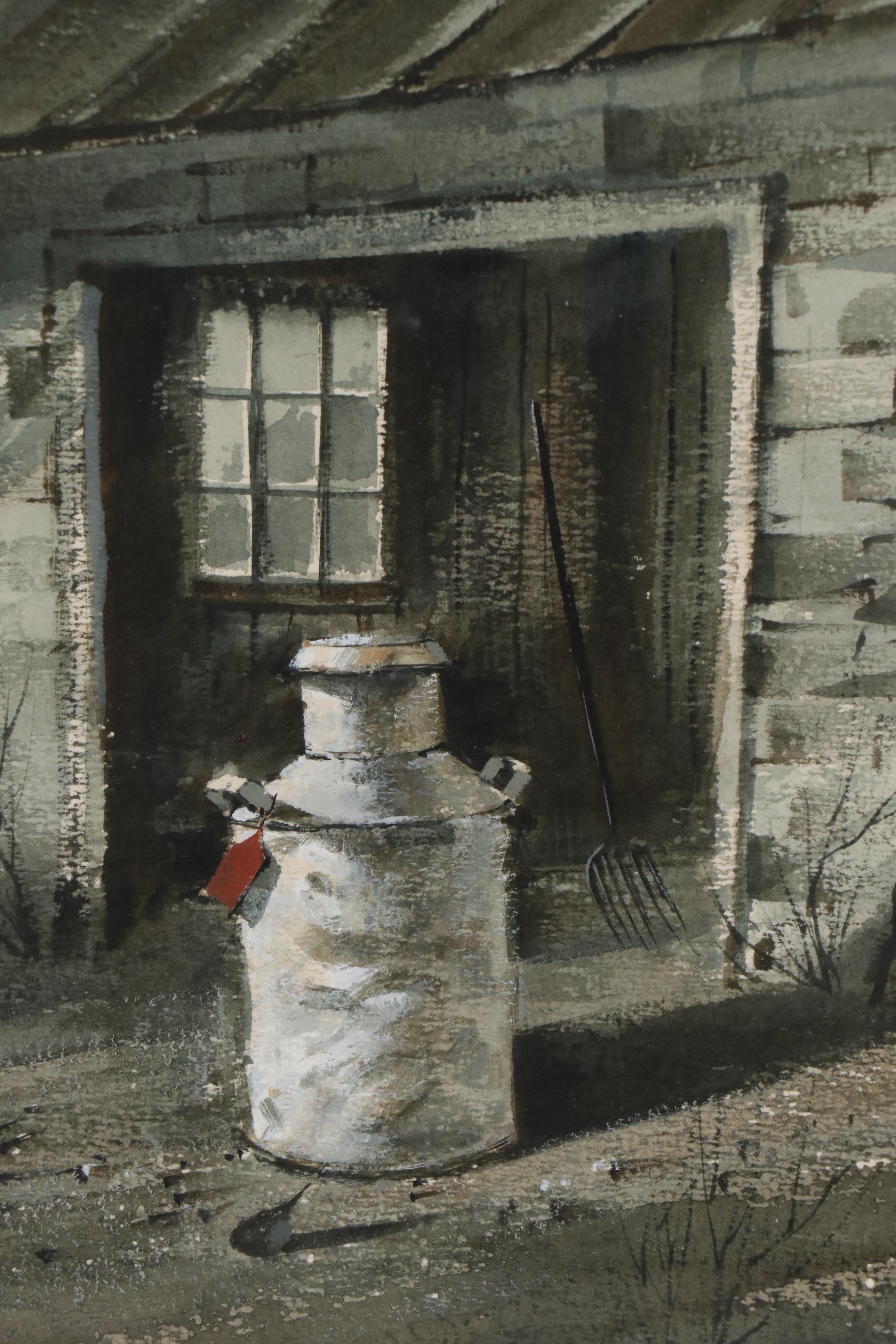 Bjorklund Watercolor Painting of Milk Can EBTH