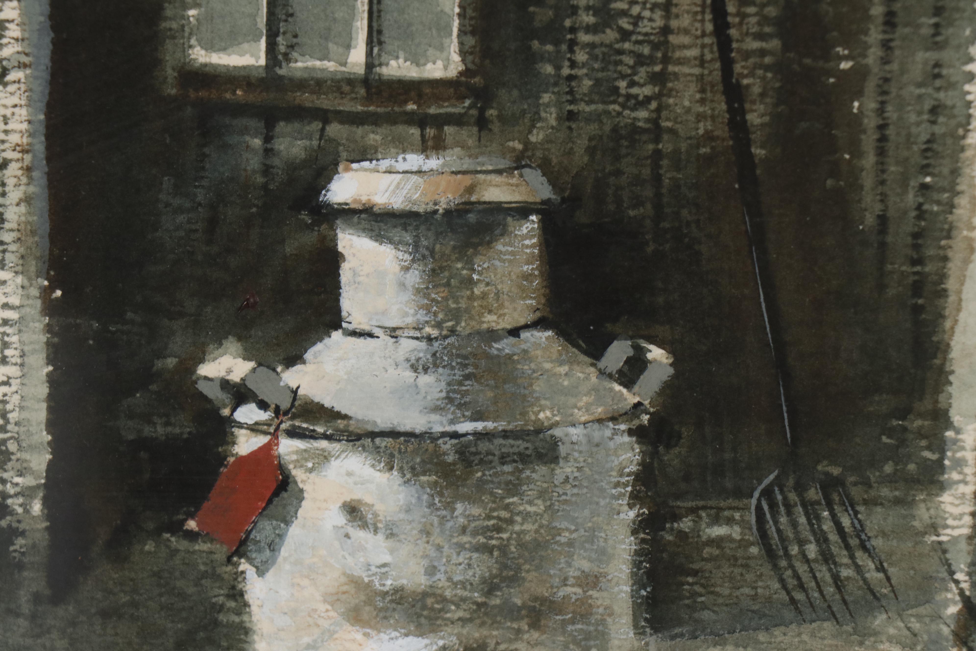 Bjorklund Watercolor Painting of Milk Can EBTH