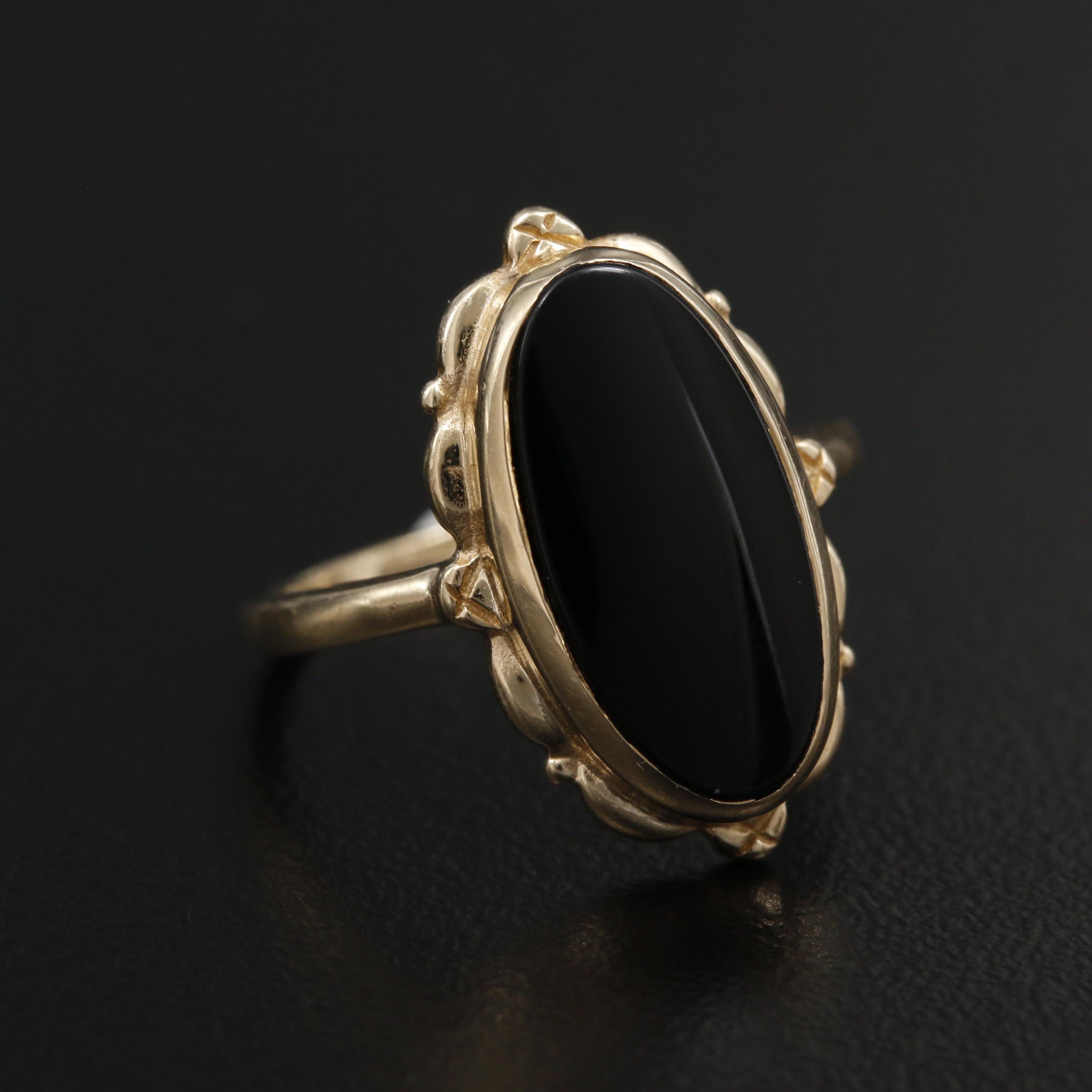 14K Yellow Gold Black Onyx Ring EBTH
