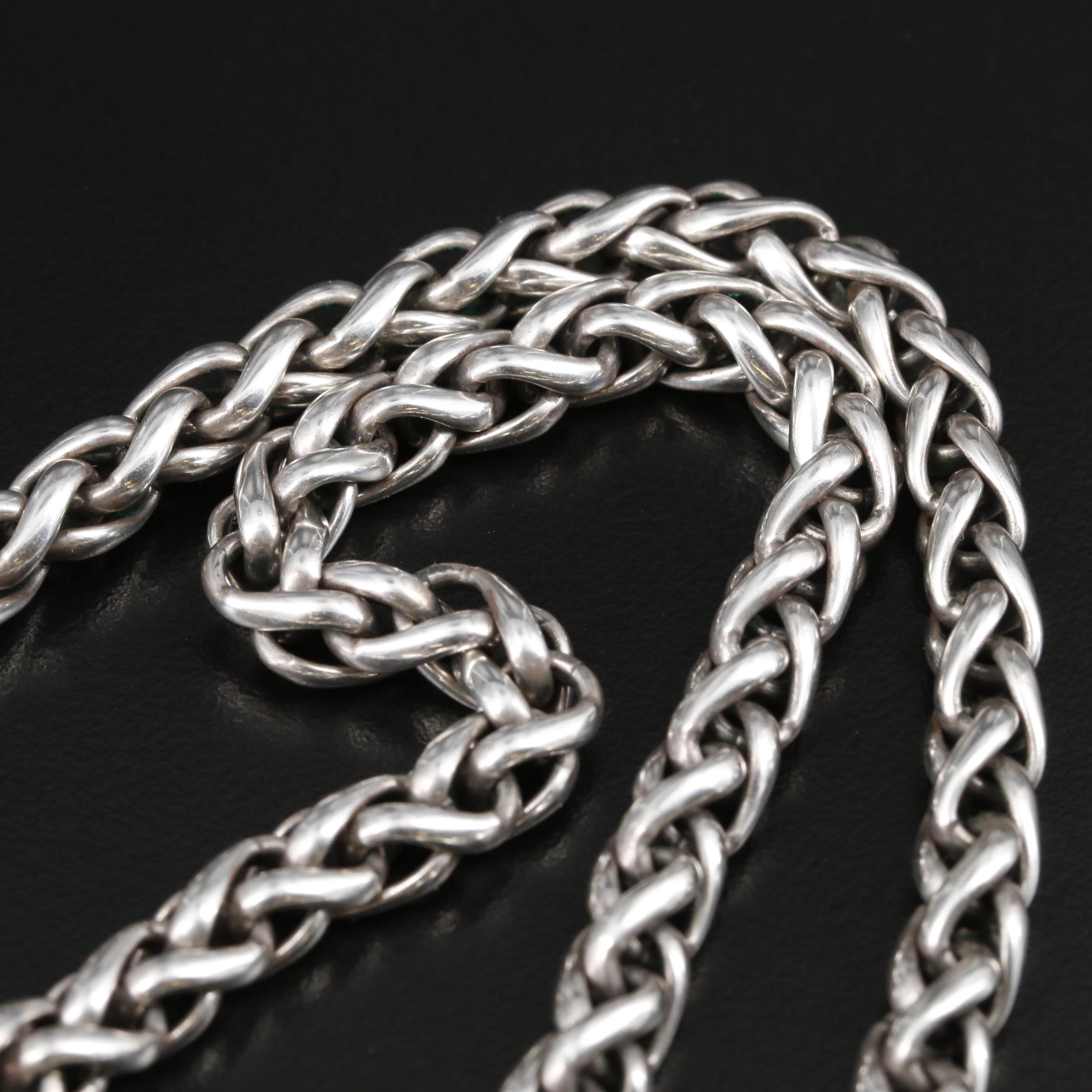 Vintage David Yurman Sterling Wheat Chain Necklace with 14K Gold Accents EBTH