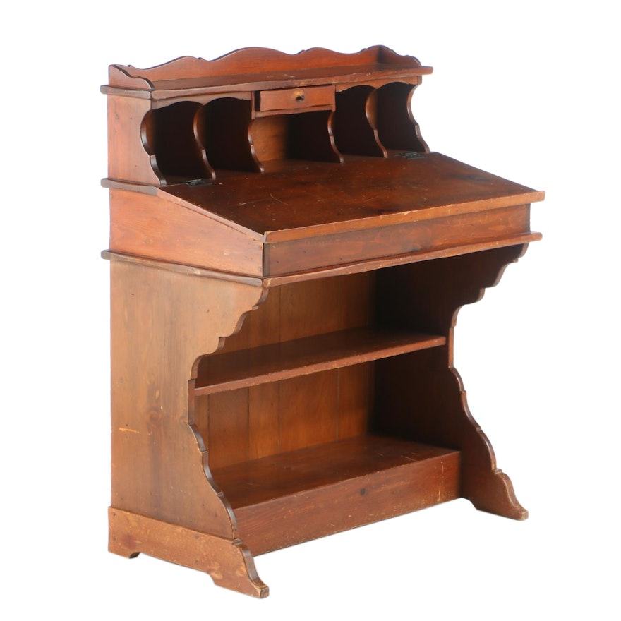 Colonial Style Pine Lift Lid Desk Mid To Late 20th Century Ebth