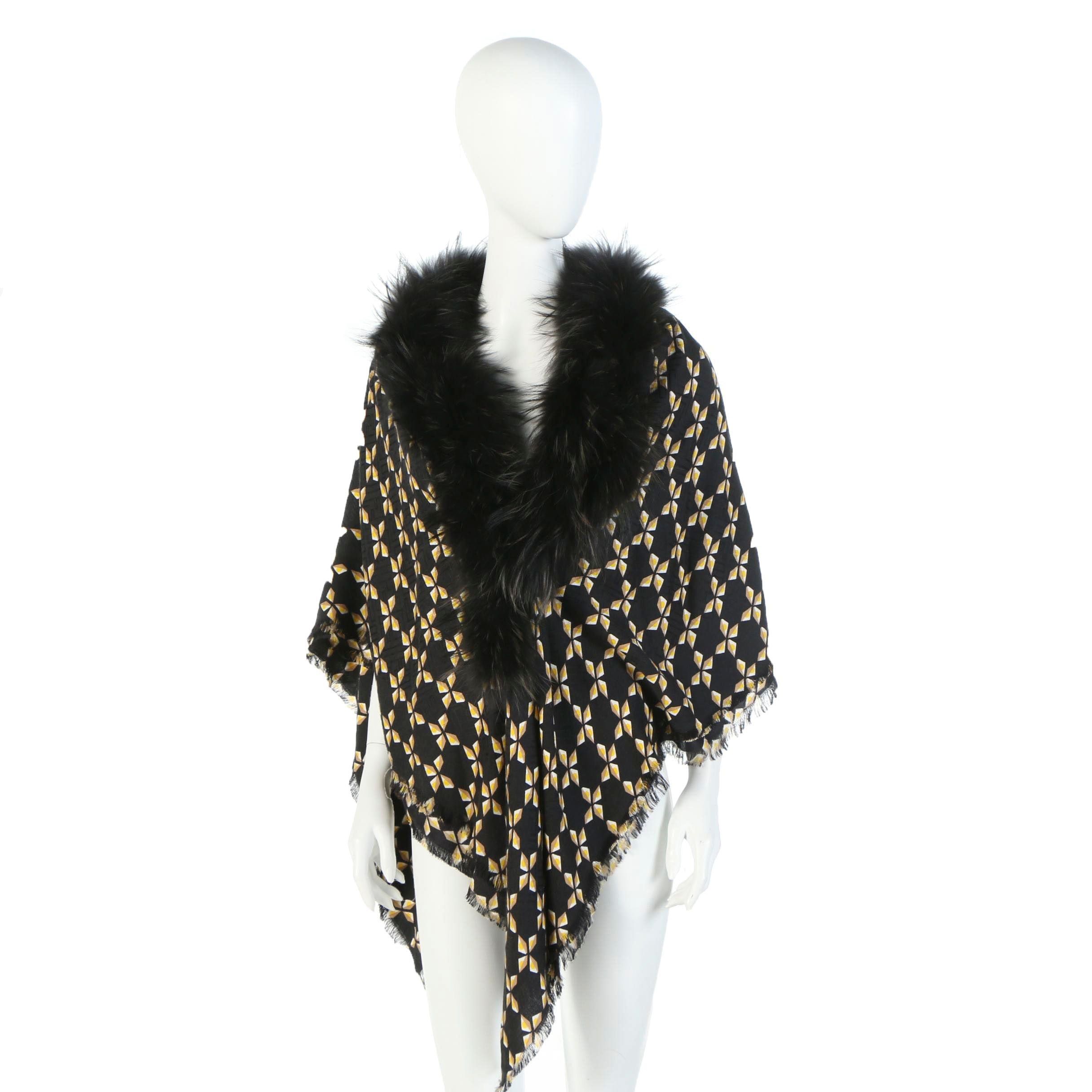 fendi fur trimmed shawl