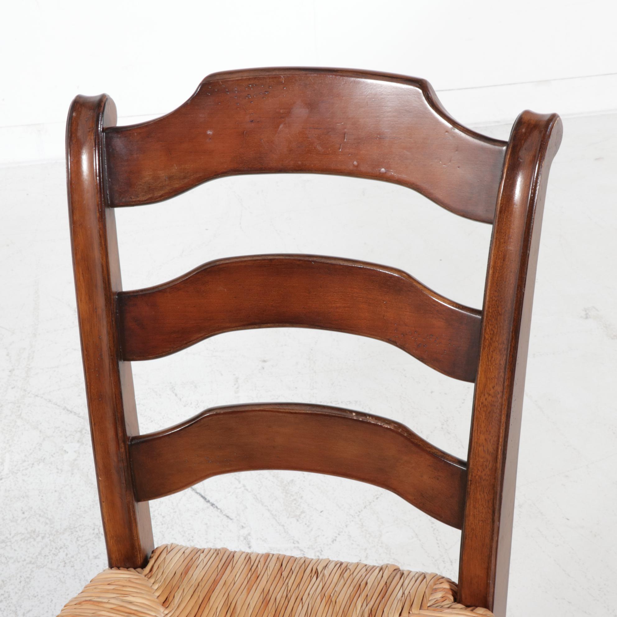 Three French Provincial Style WalnutStained Bar Stools EBTH