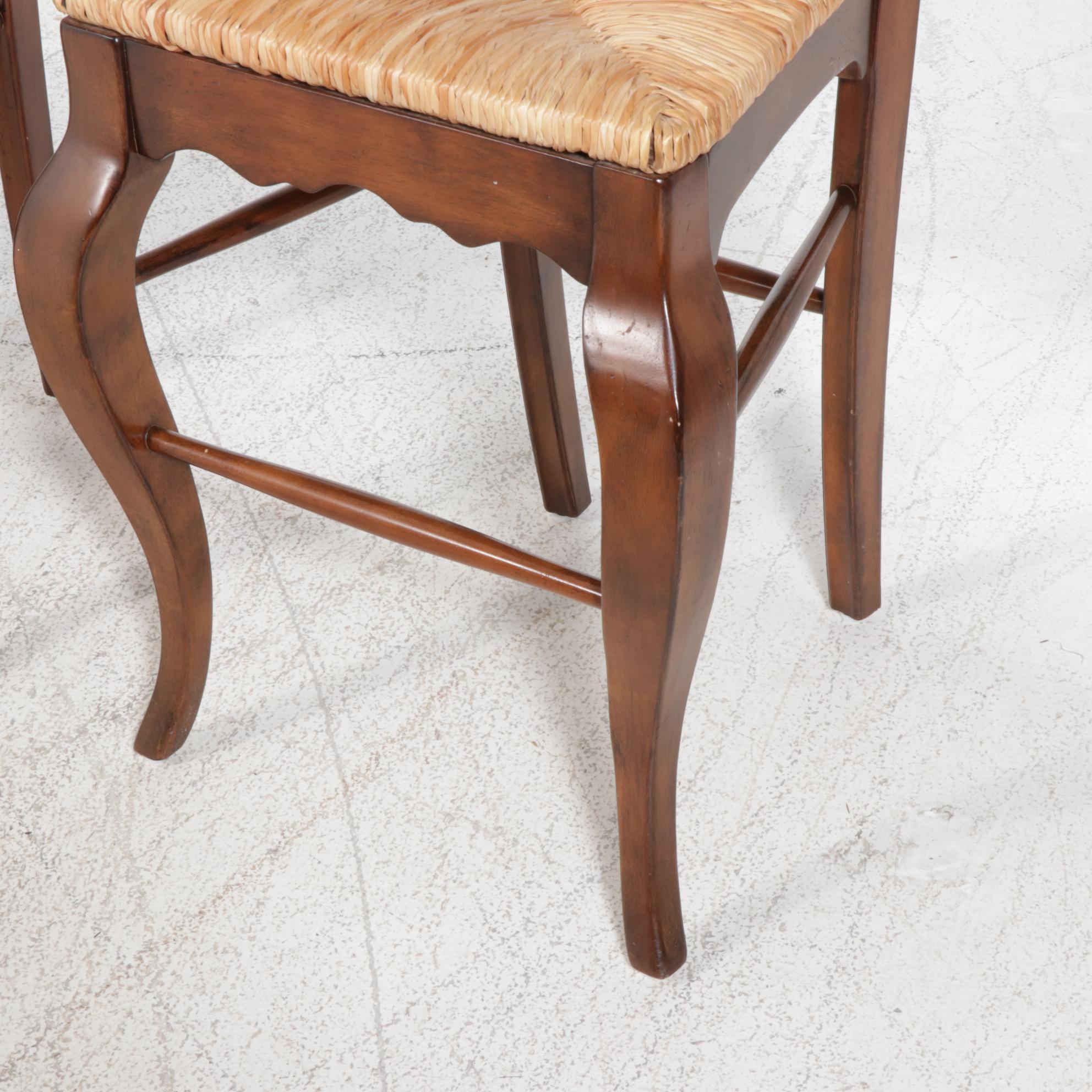 Three French Provincial Style WalnutStained Bar Stools EBTH