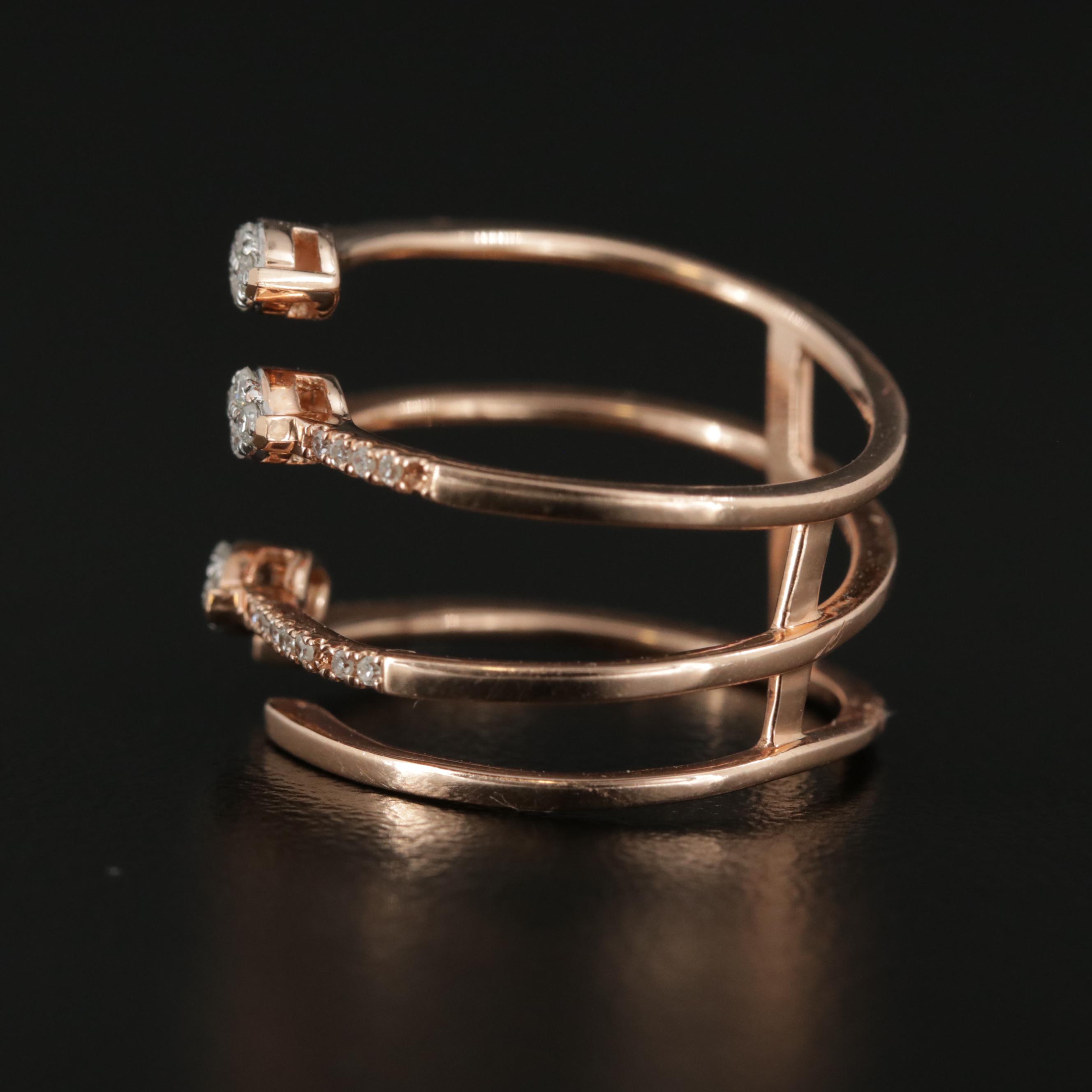 14K Rose Gold Diamond Open Top Wrap Ring EBTH