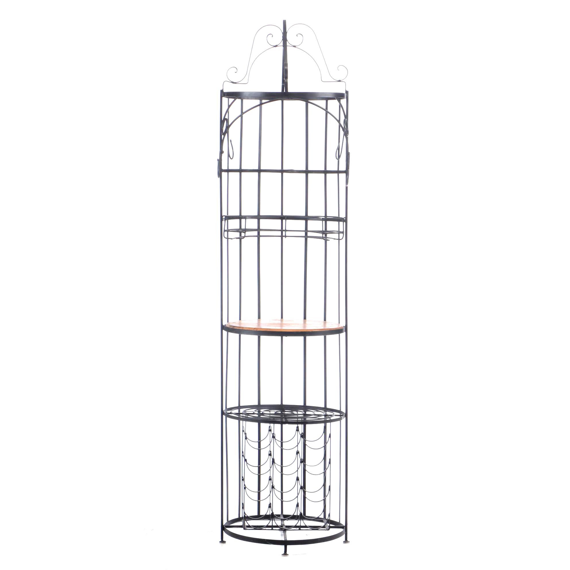 Contemporary Metal Scroll Work Bar Stand with Wine Bottle Rack EBTH