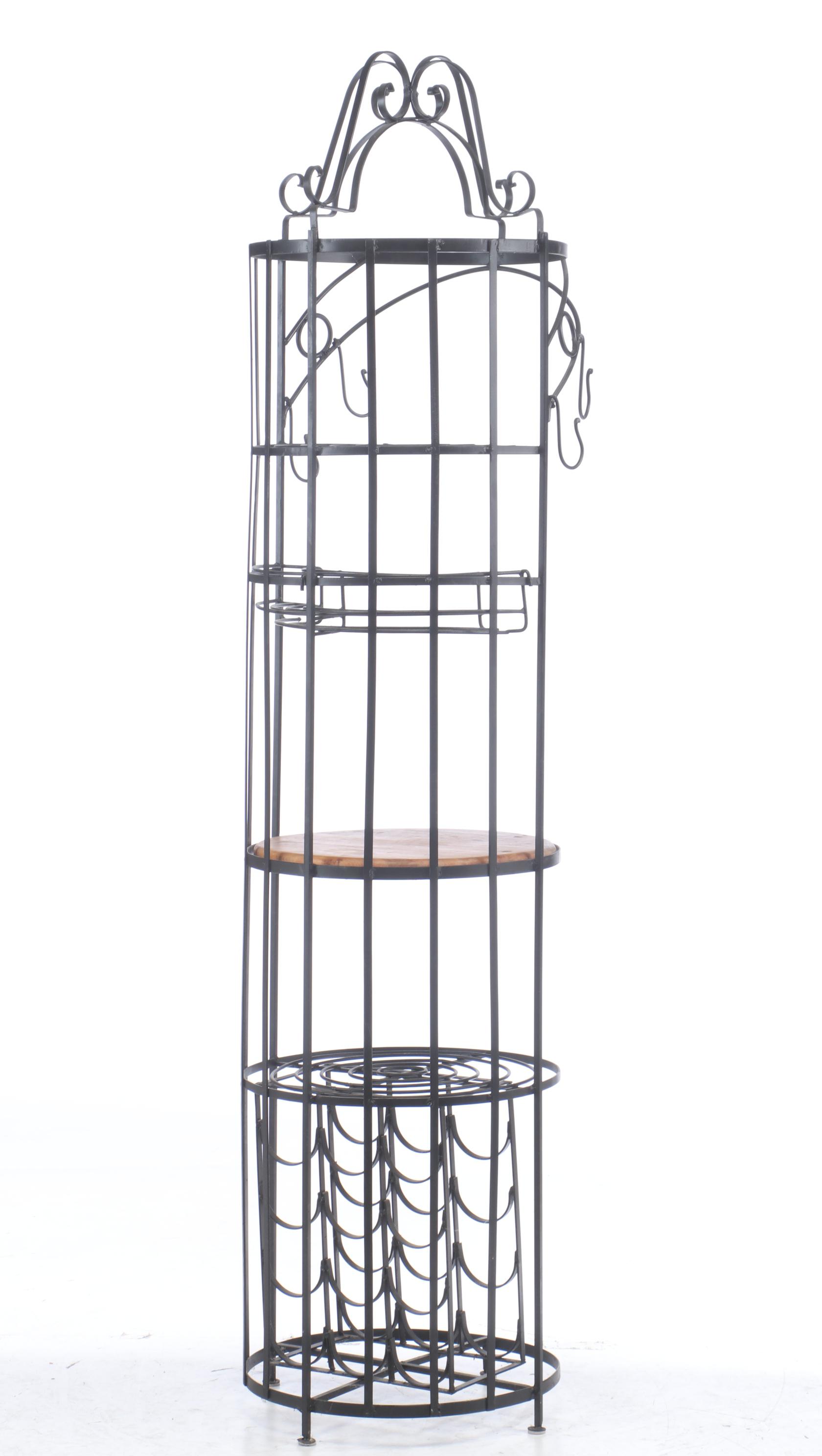 Contemporary Metal Scroll Work Bar Stand with Wine Bottle Rack EBTH