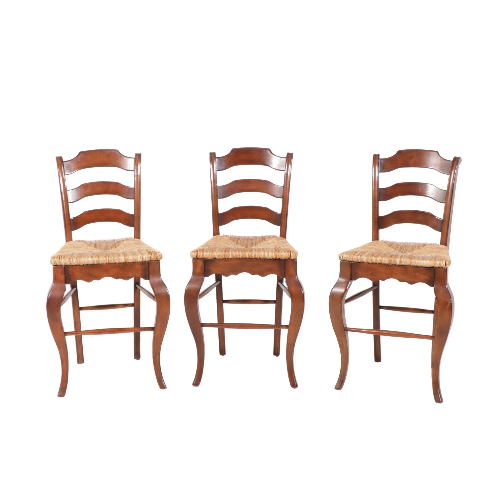 Three French Provincial Style WalnutStained Bar Stools EBTH