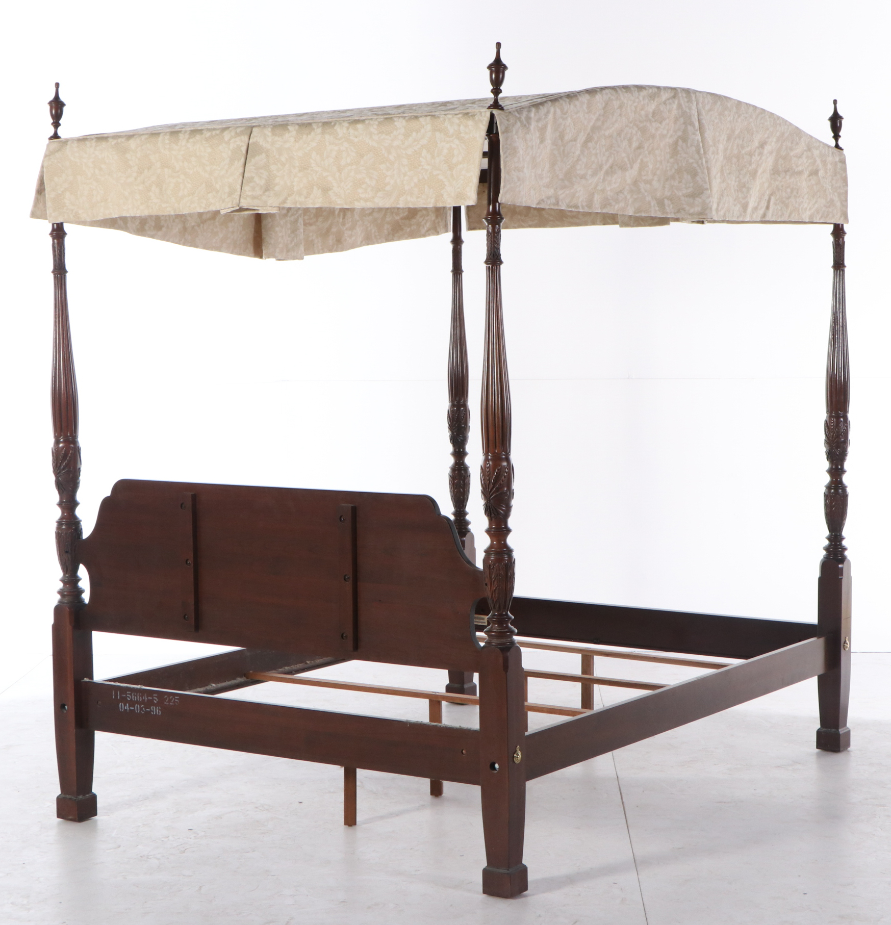 Ethan Allen RiceCarved Cherry Bed with Canopy in Queen Size EBTH