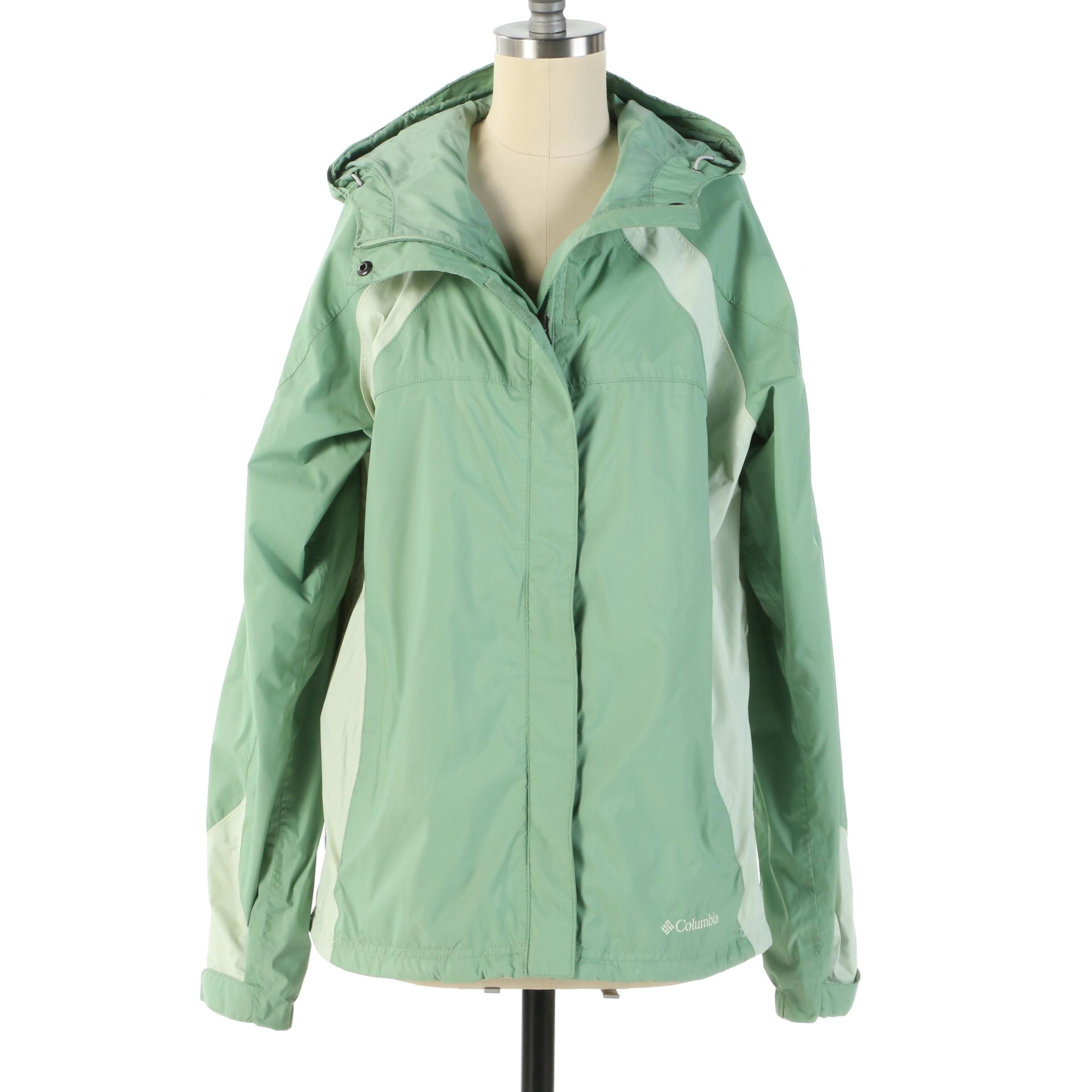 columbia green windbreaker