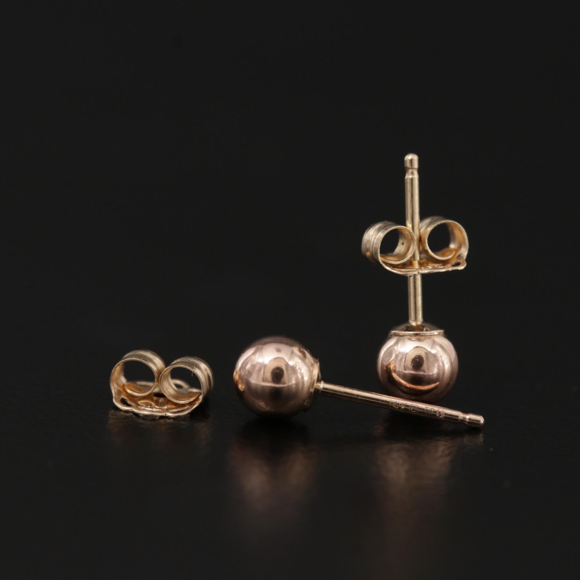 14K Rose Gold Small Ball Stud Earrings EBTH