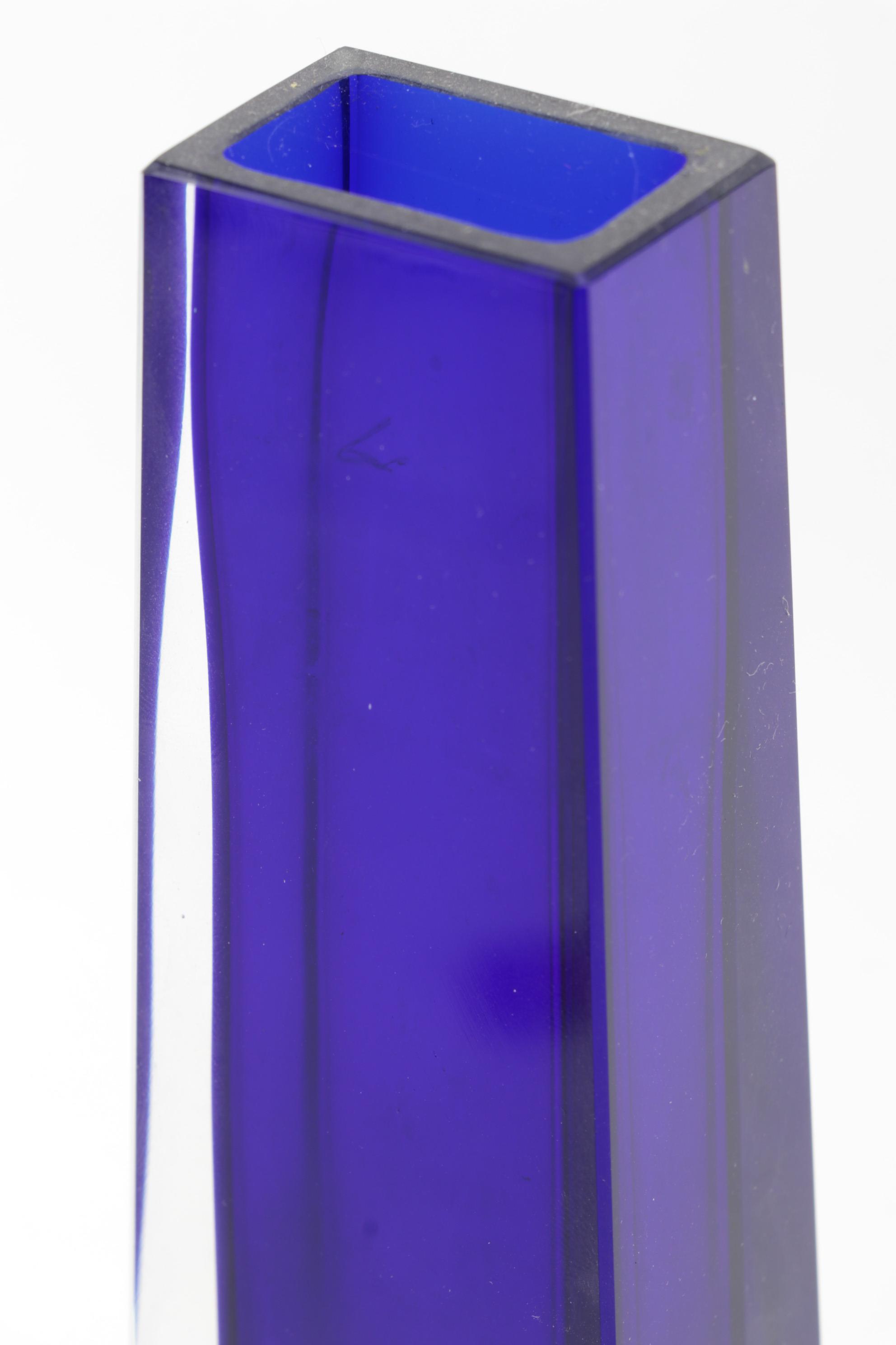 Moser Mid Century Modern Cobalt and Clear Cased Glass Vase, 1960s EBTH