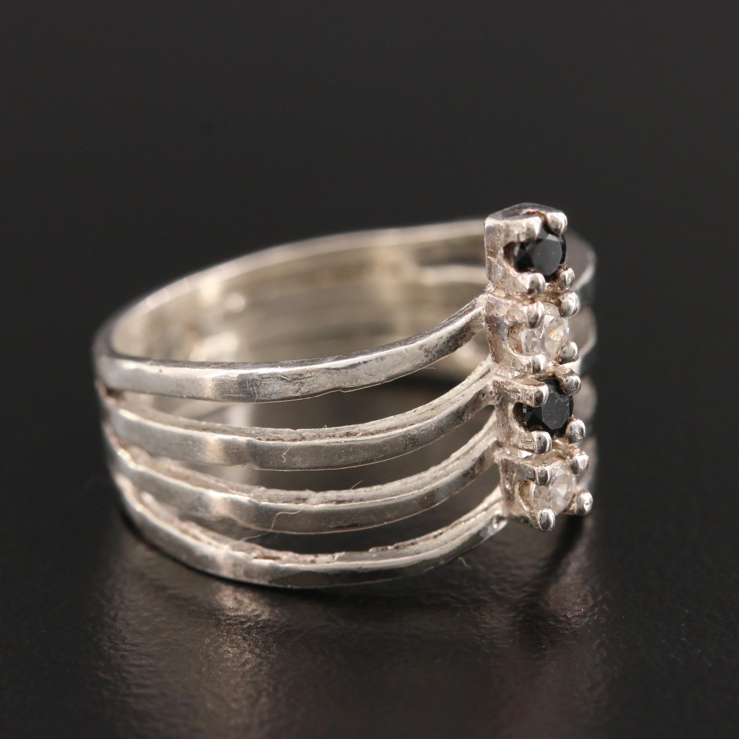 Mexican Sterling Silver Multi Band Ring with Cubic Zirconia EBTH