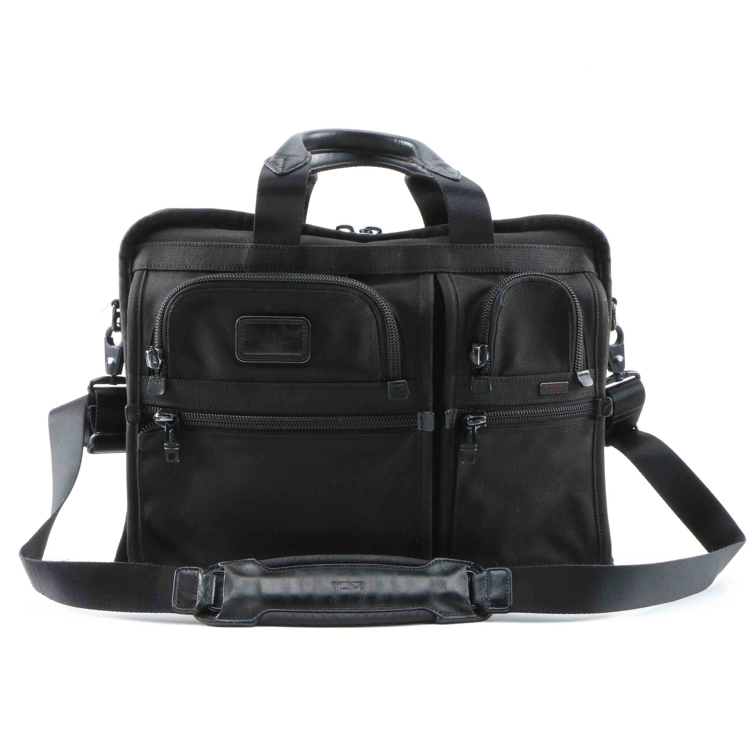 Tumi Alpha 26114DH Laptop Briefcase Bag in Black Ballistic Nylon and