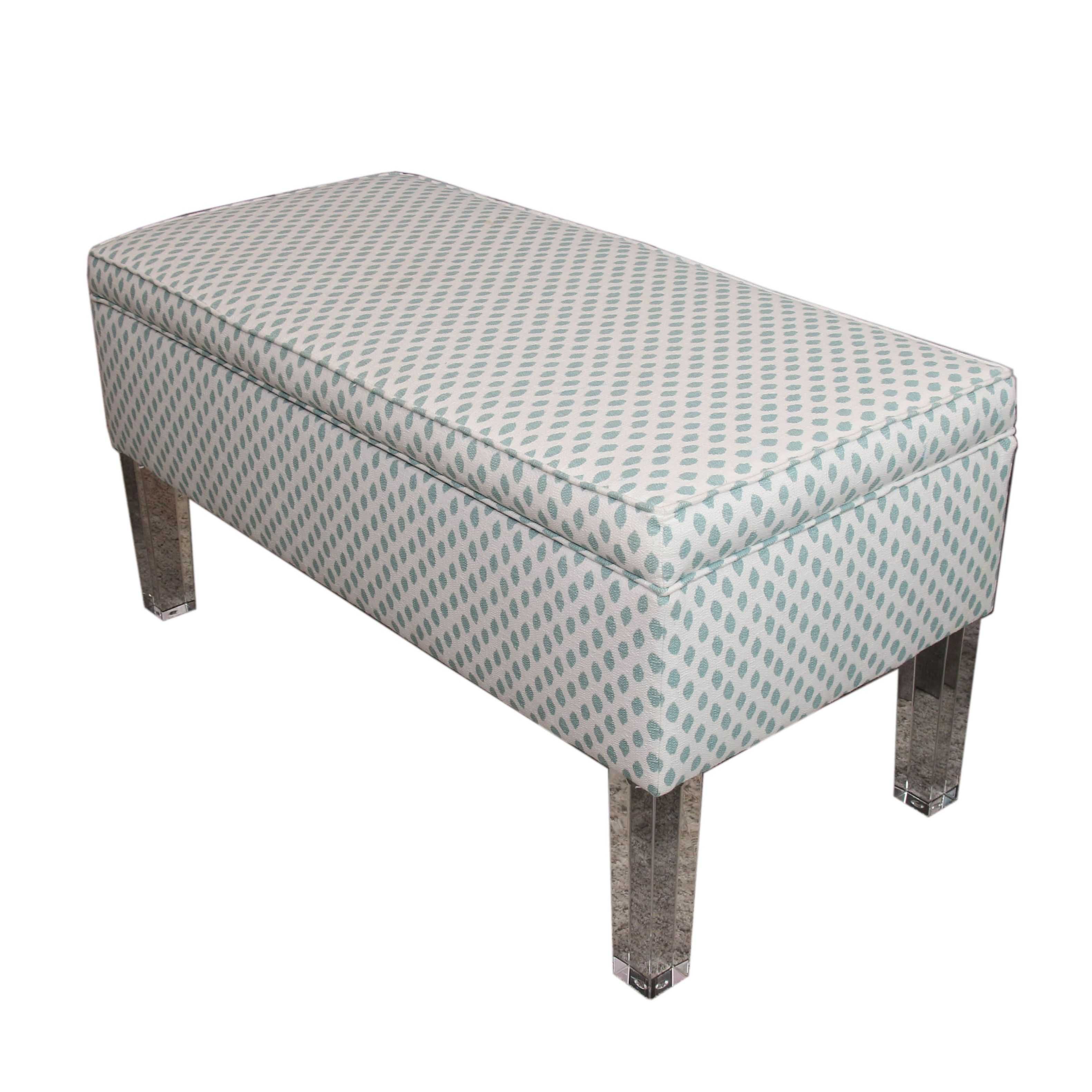 Upholstered Storage Bench On Raised Acrylic Legs Contemporary Ebth