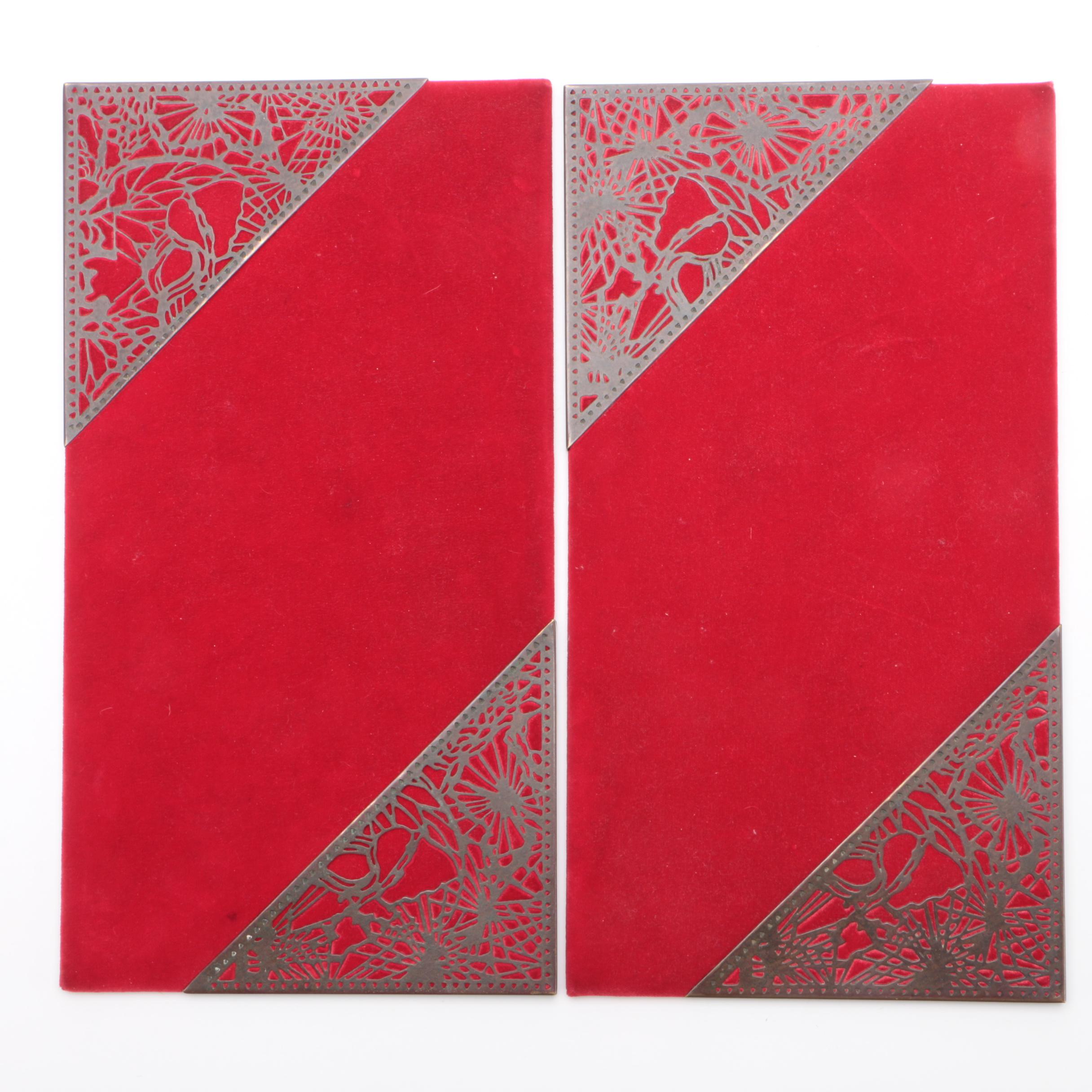 Tiffany Studios Bronze "Pine Needle" Blotter Corners, Early 20th