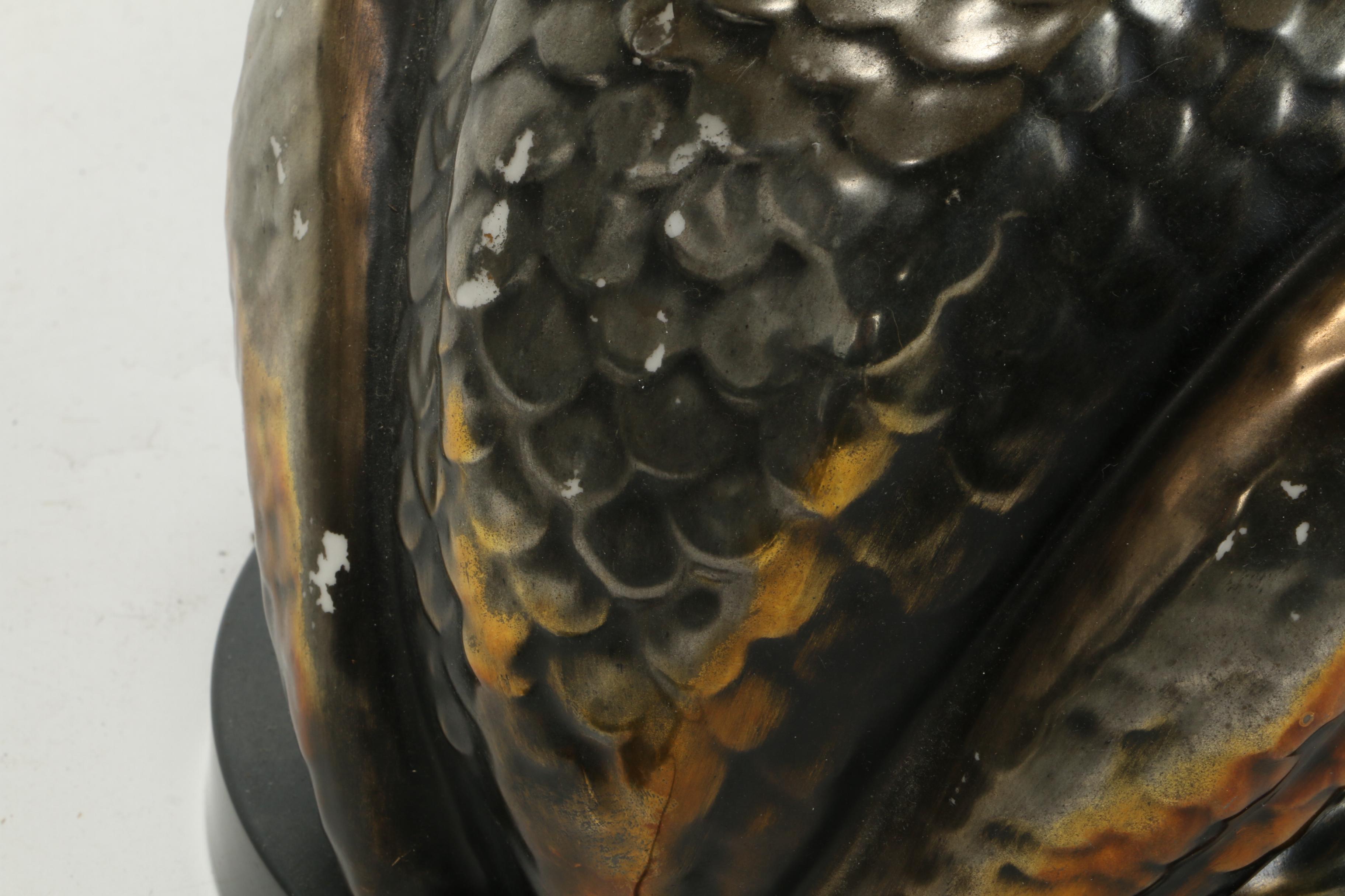 Metallic Ceramic Bullfrog Table Lamp with Drum Shade | EBTH