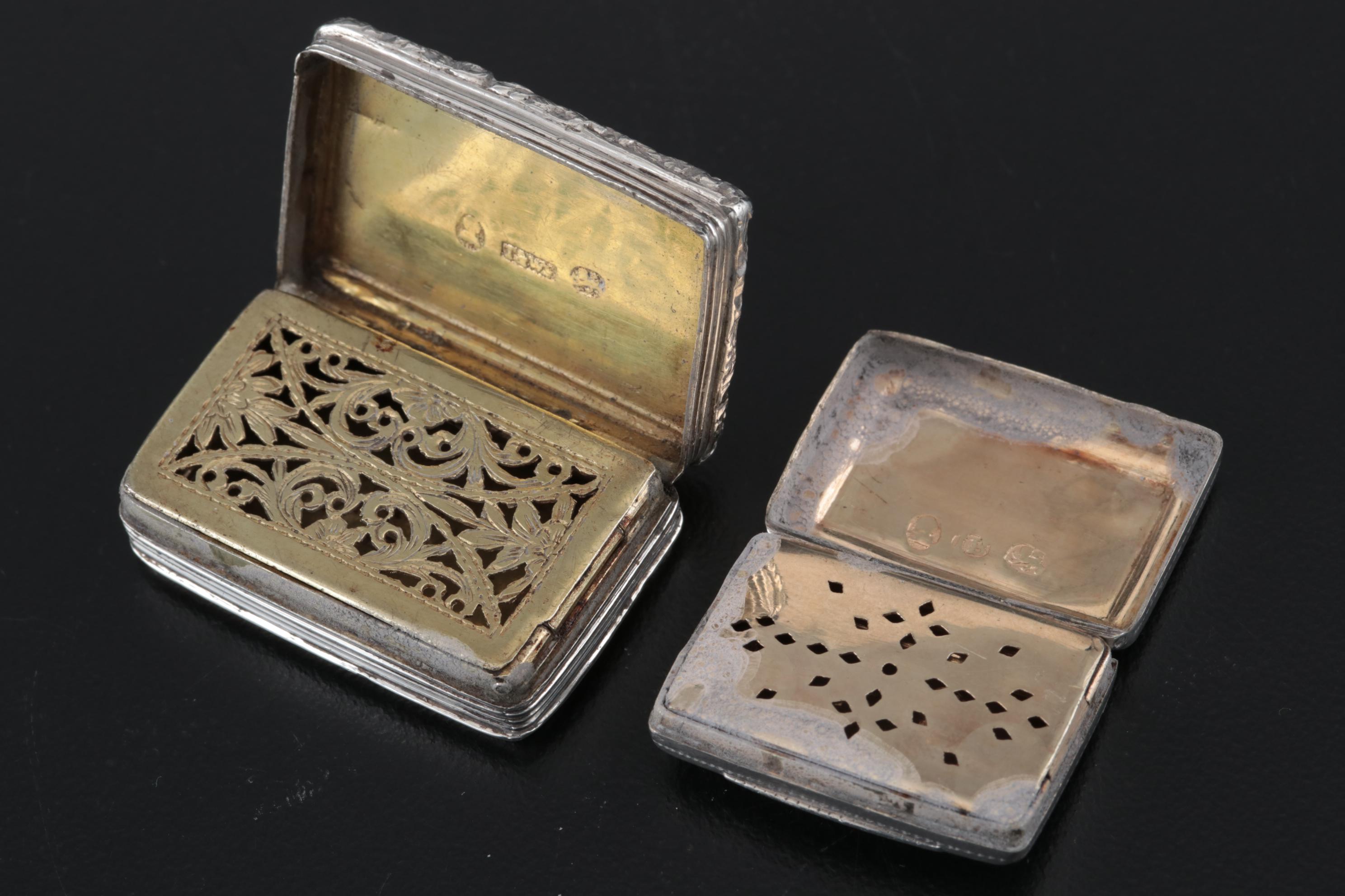 English Sterling Silver Vinaigrette Boxes, 1820s EBTH
