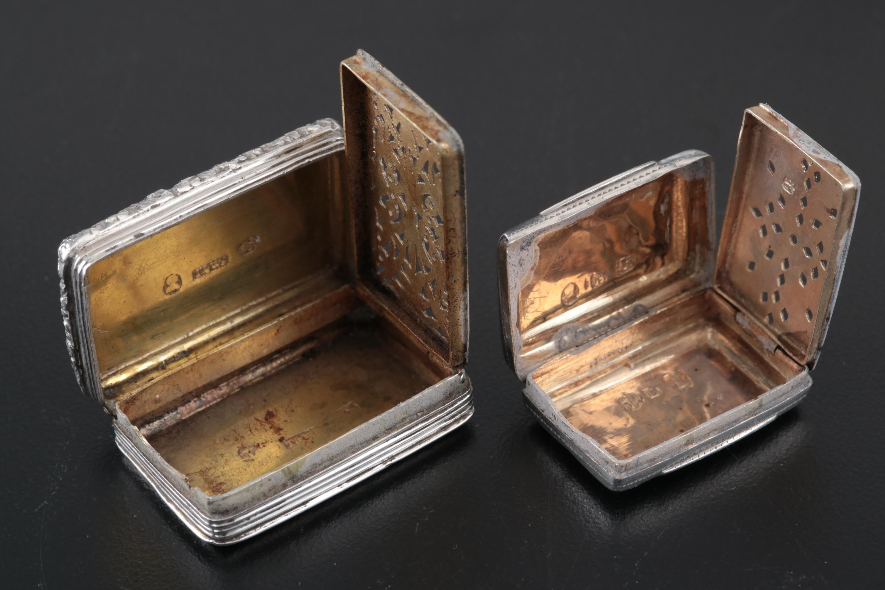 English Sterling Silver Vinaigrette Boxes, 1820s EBTH