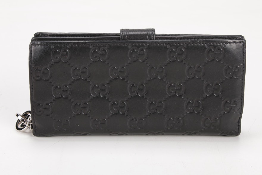 Gucci Guccissima Leather Continental Bifold Wallet in Black | EBTH