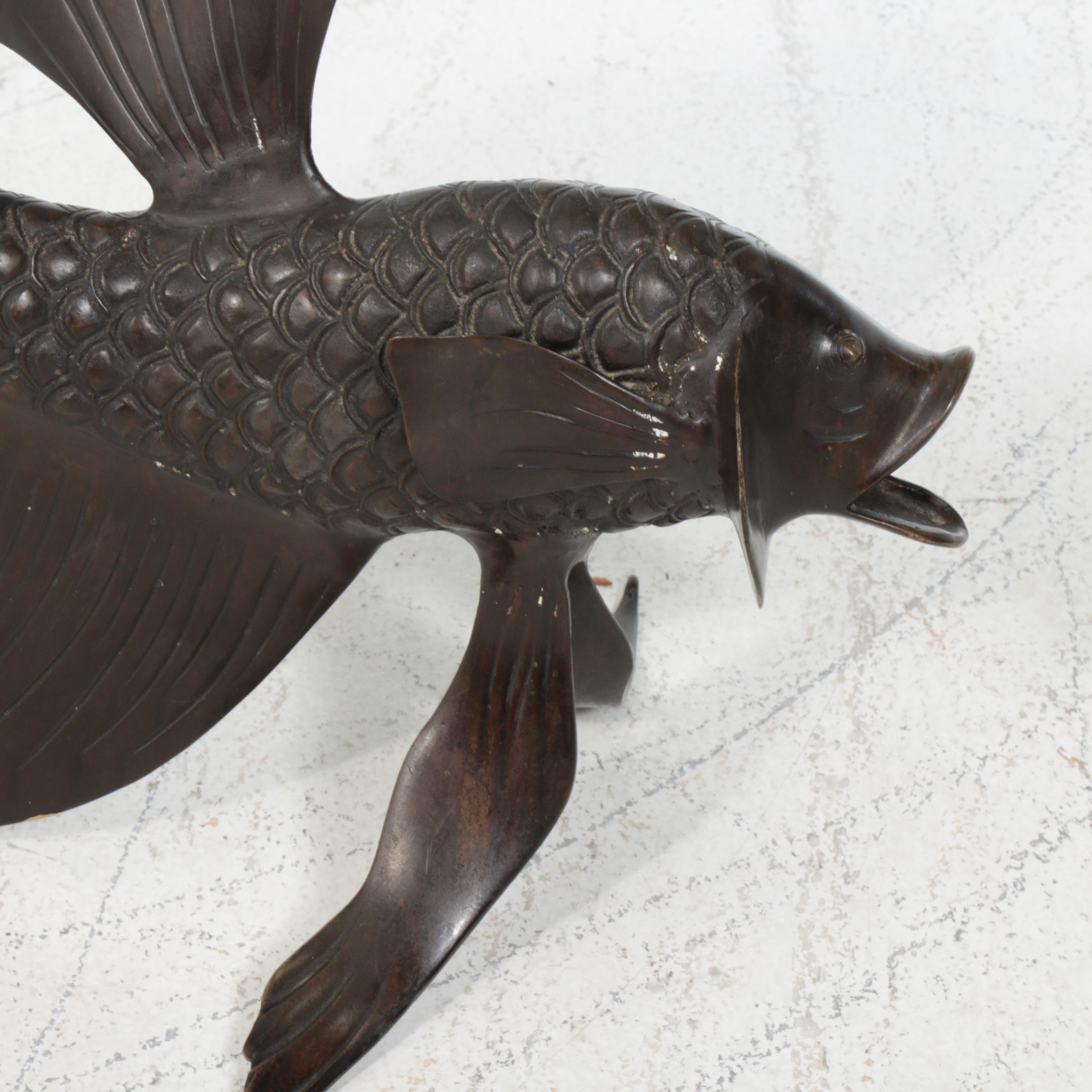 Cast Bronze Koi Fish Sculpture EBTH