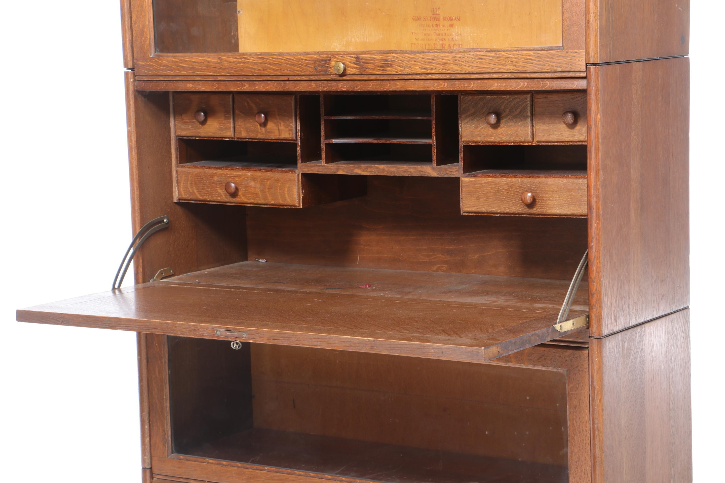 The Gunn Furniture Co. Oak FourStack Barrister's Secretary Bookcase EBTH