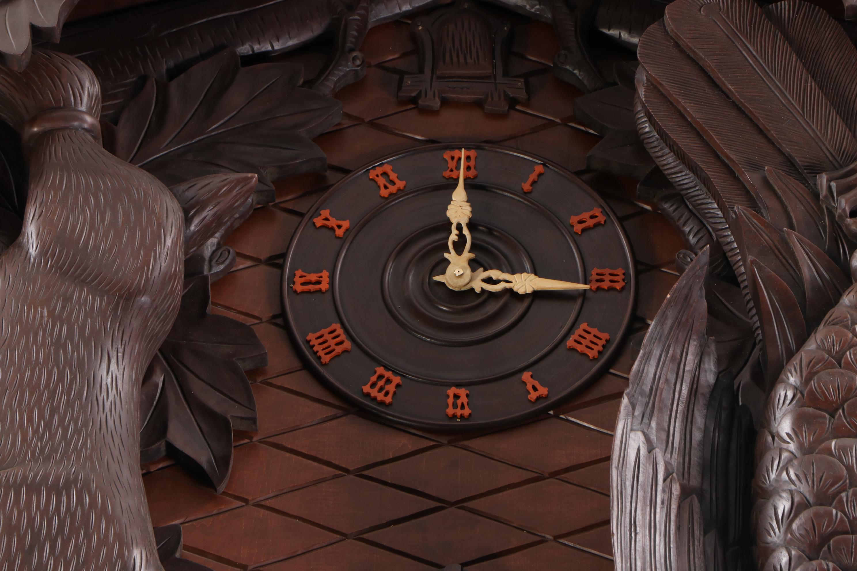 Monumental 82" Trumpeter Cuckoo HandCarved Clock EBTH