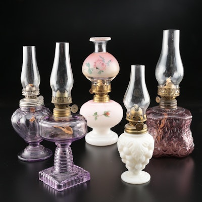 Victorian Style Glass Miniature Kerosene Lamps