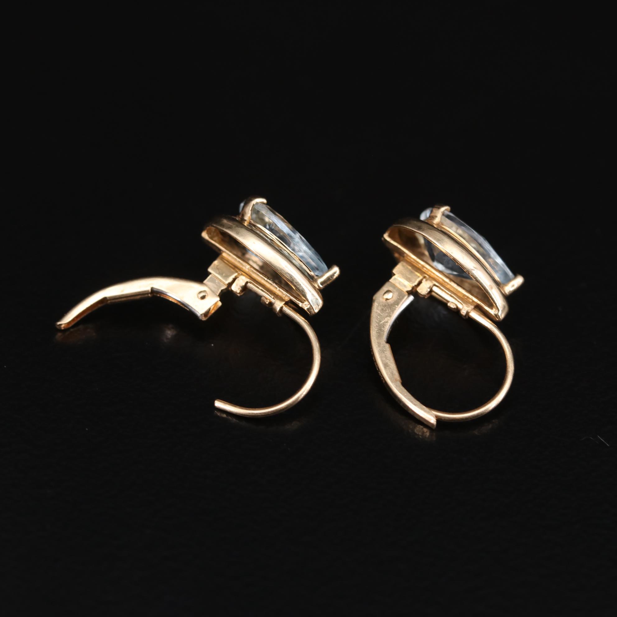 14K Yellow Gold Aquamarine Drop Earrings EBTH