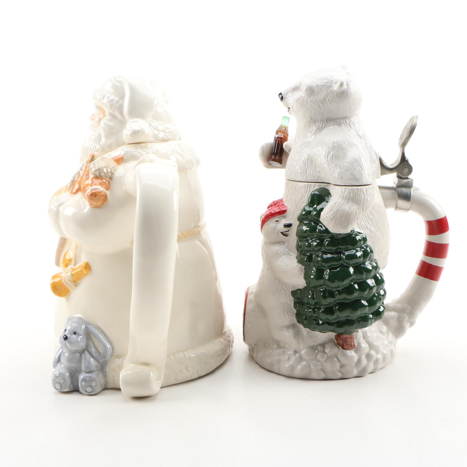 CocaCola Polar Bear Stoneware Stein and Otagiri St. Nicholas Ceramic