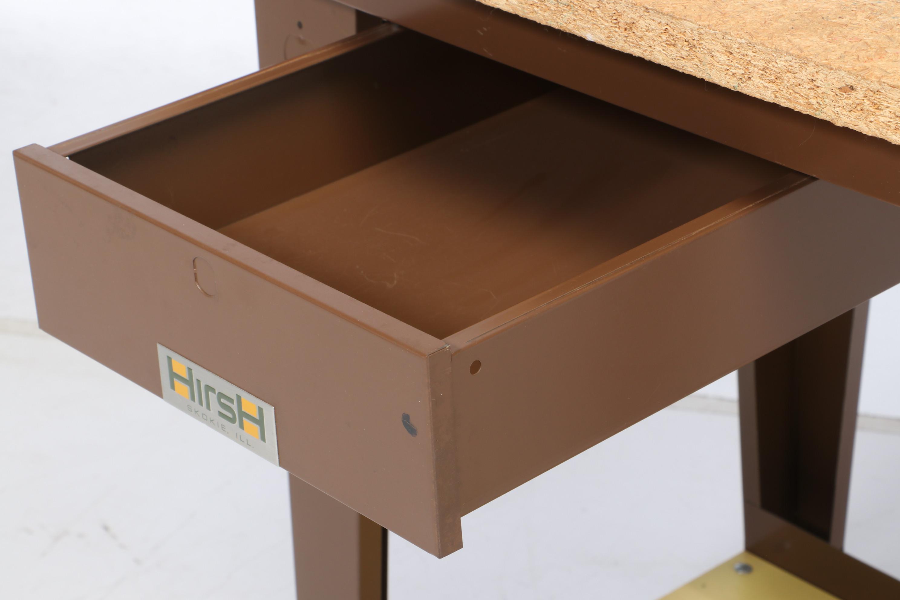 Hirsh Metal and Wood Work Bench with Storage Drawer and Pegboard Back