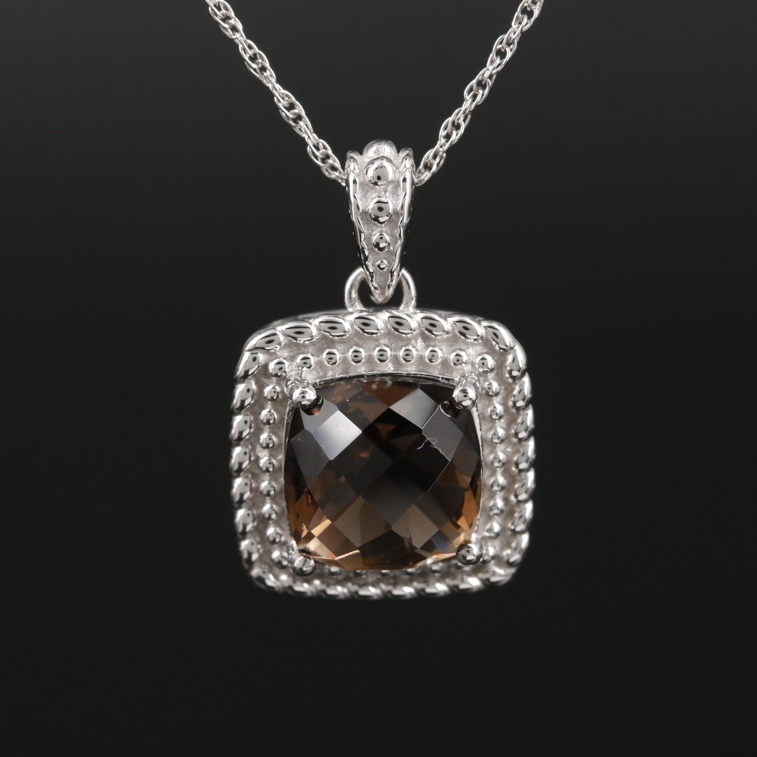 Sterling Silver Smoky Quartz Pendant Necklace EBTH