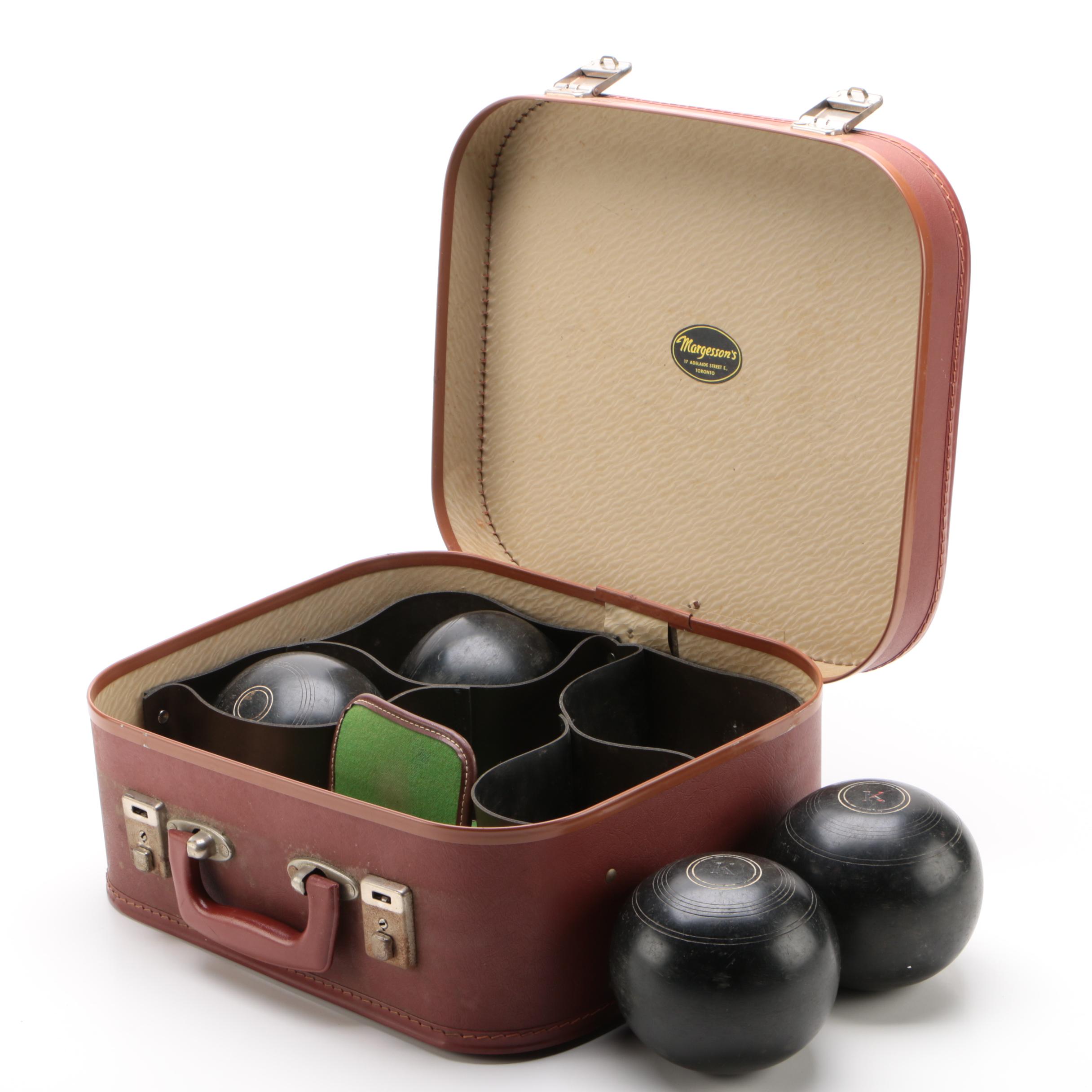 Wooden Lawn Bowls with Leatherette Case EBTH