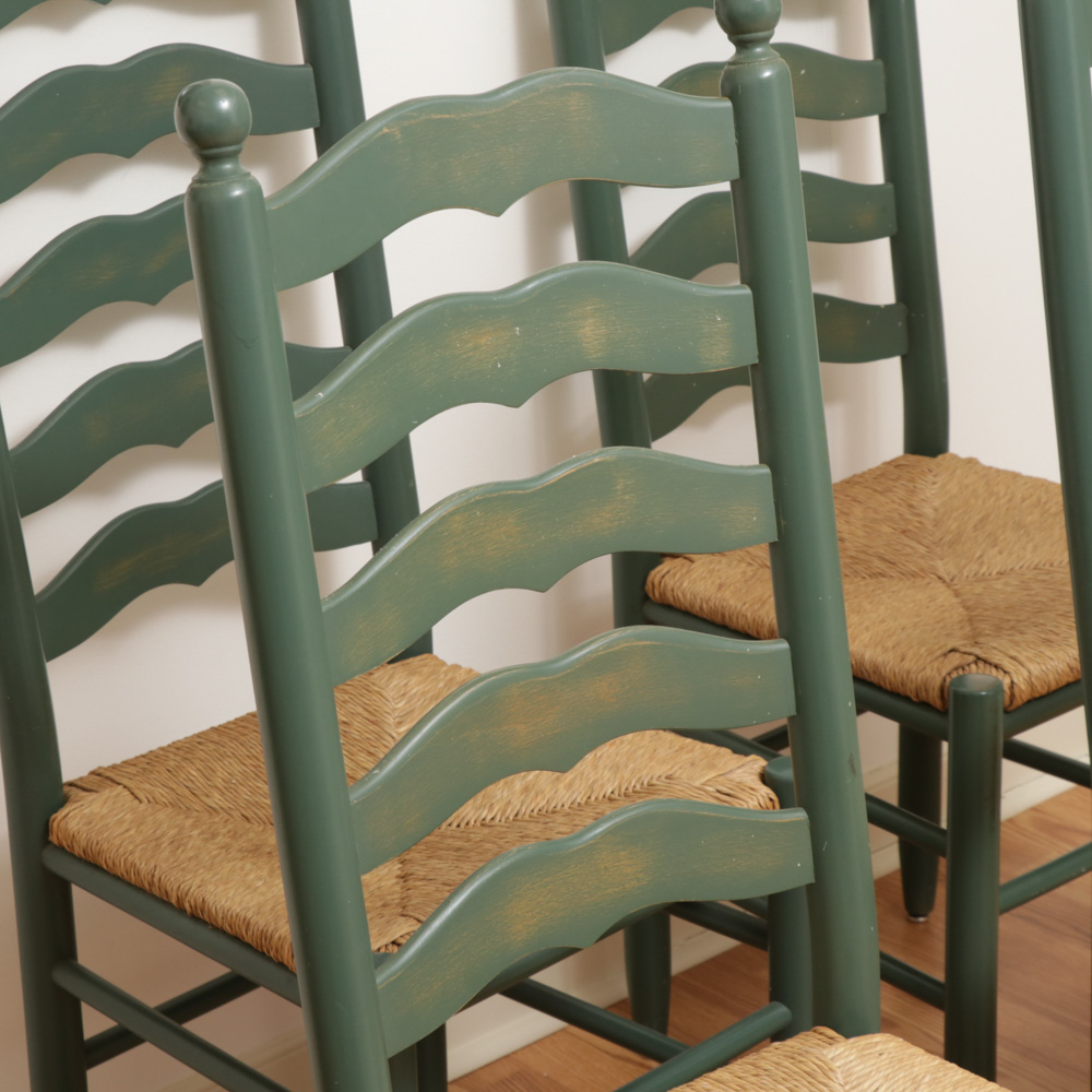 American Primitive Style Painted LadderBack Rush Seat Dining Chairs EBTH
