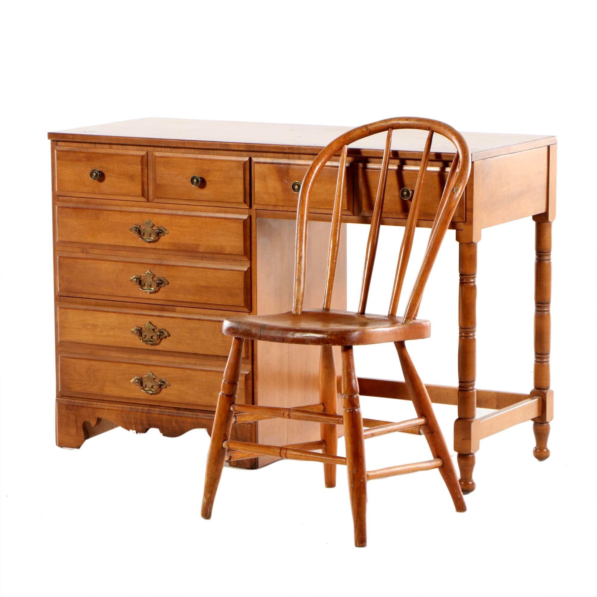 Sprague And Carleton Maple Student Desk With Antique Chair Ebth