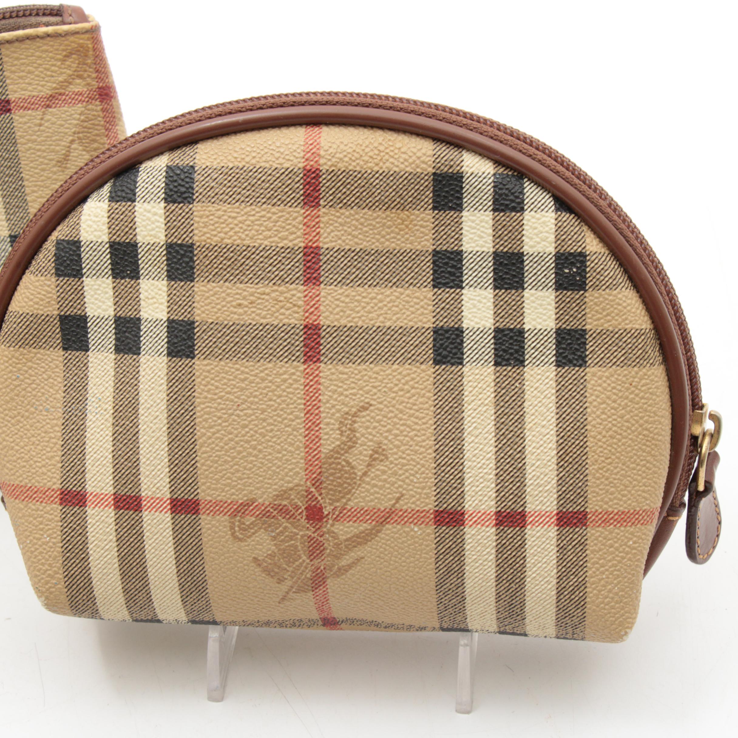 Burberry "Haymarket Check" Coated Canvas Cosmetics Bags EBTH